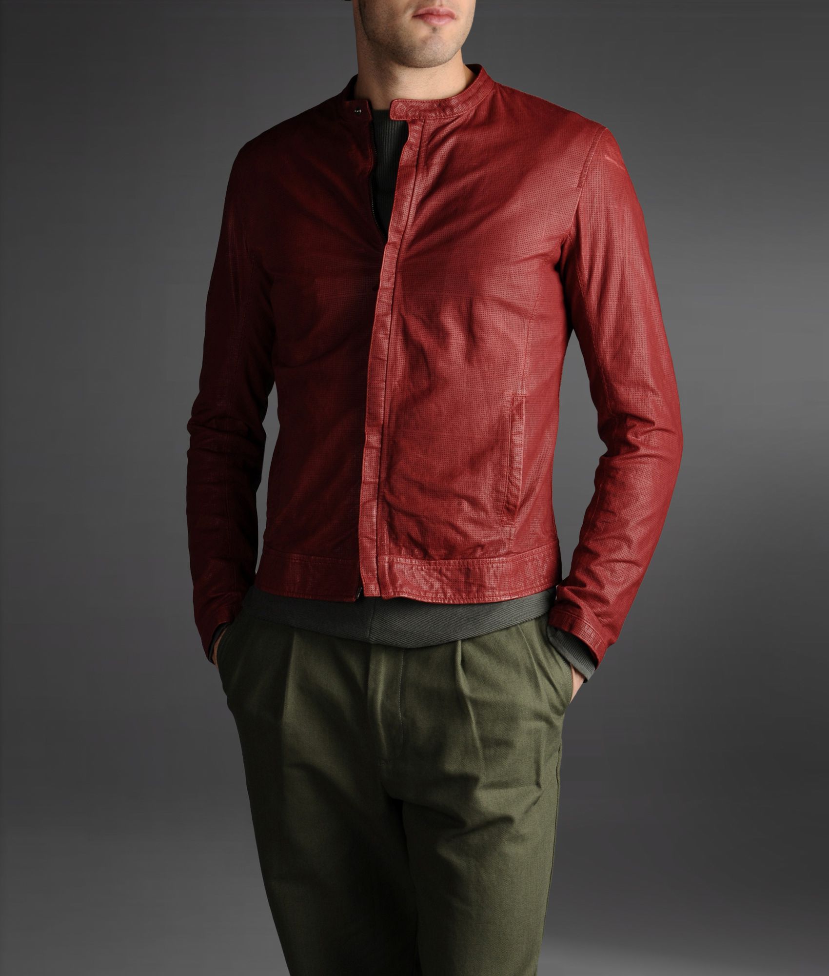 Armani Red Leather Jacket Sweden, SAVE 34% 