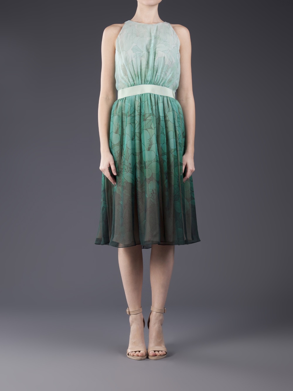 Giambattista valli Sleeveless Floral Dress in Green | Lyst