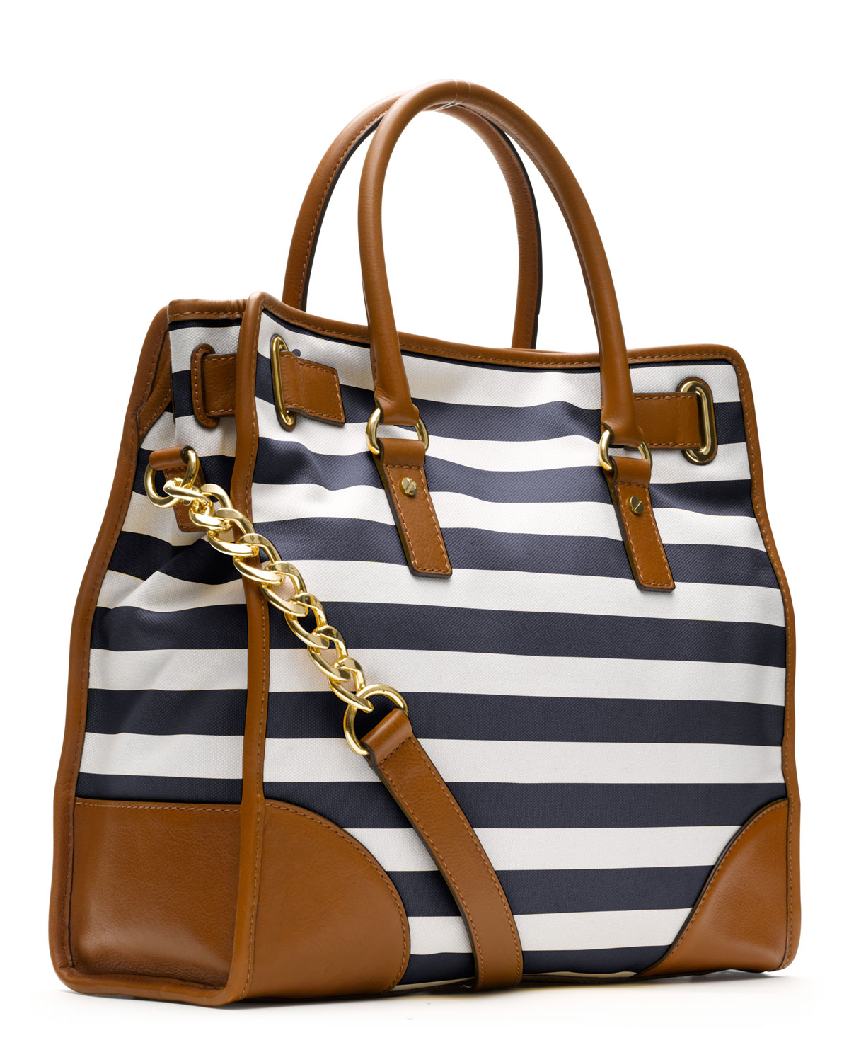 Michael Kors Large Hamilton Striped Canvas Tote in Navy (Blue) - Lyst
