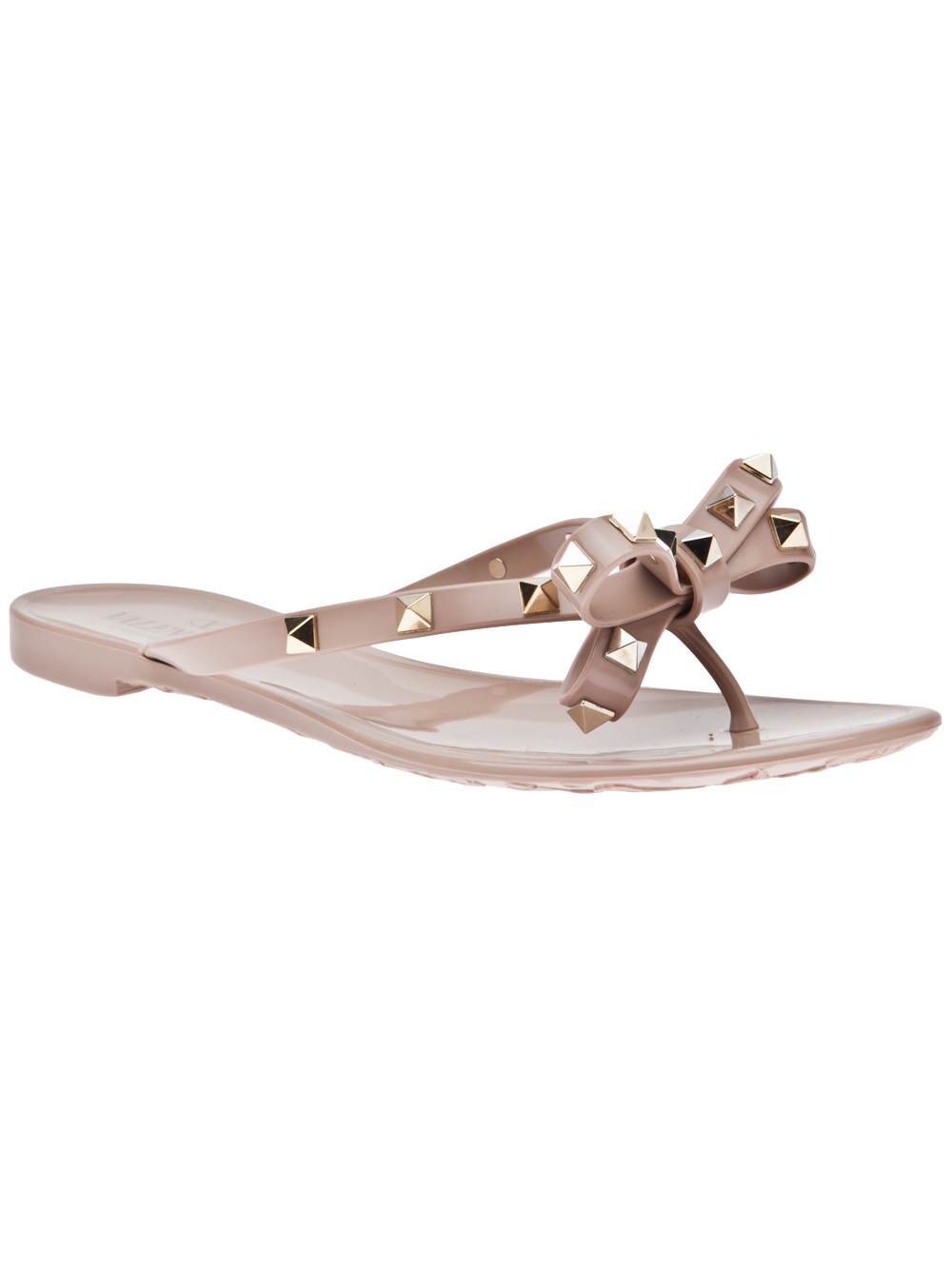 Valentino Rockstud Bow Sandals in Beige (cream) | Lyst