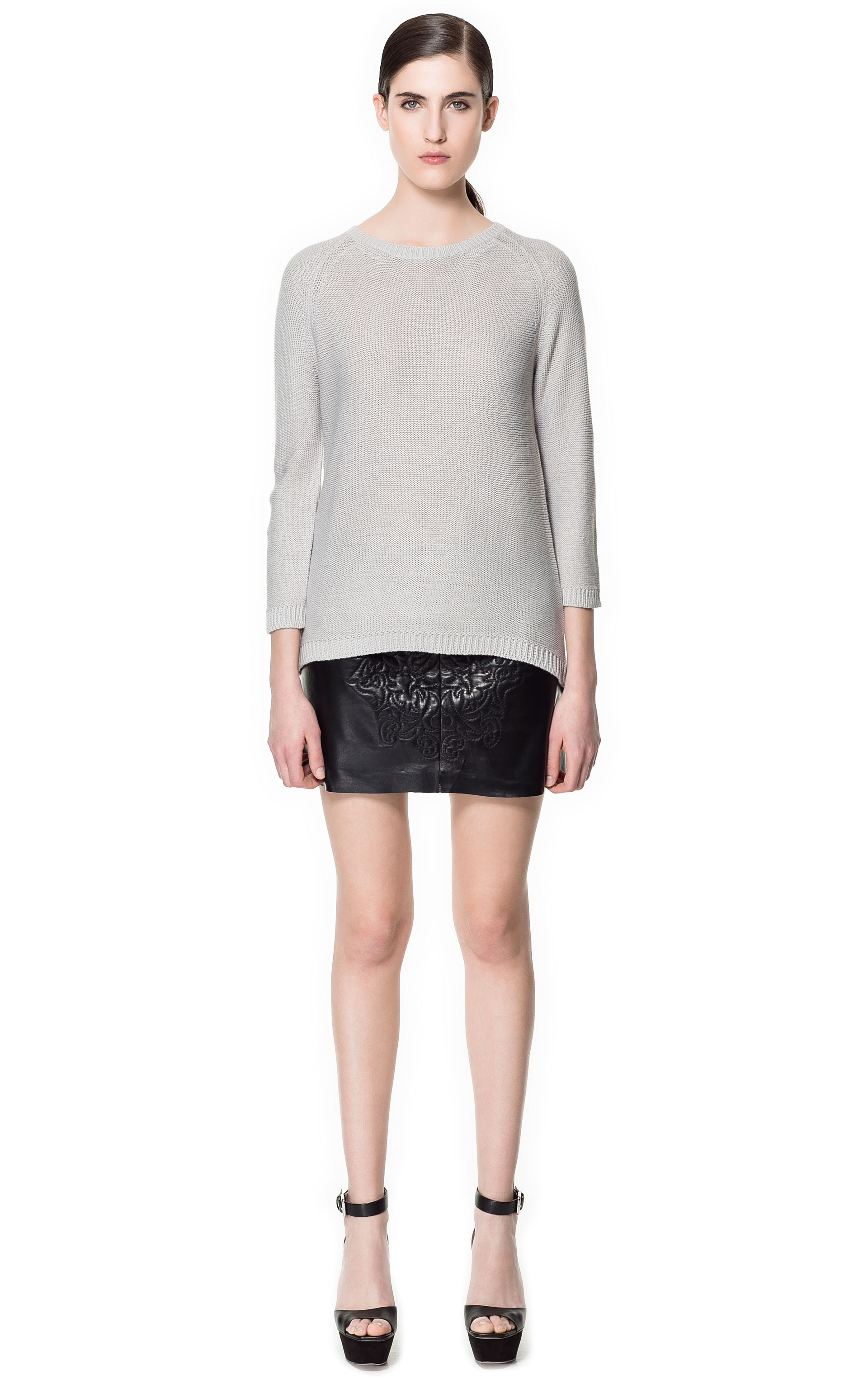 Zara Sweater with Zip At The Back in Gray (pearl grey) | Lyst
