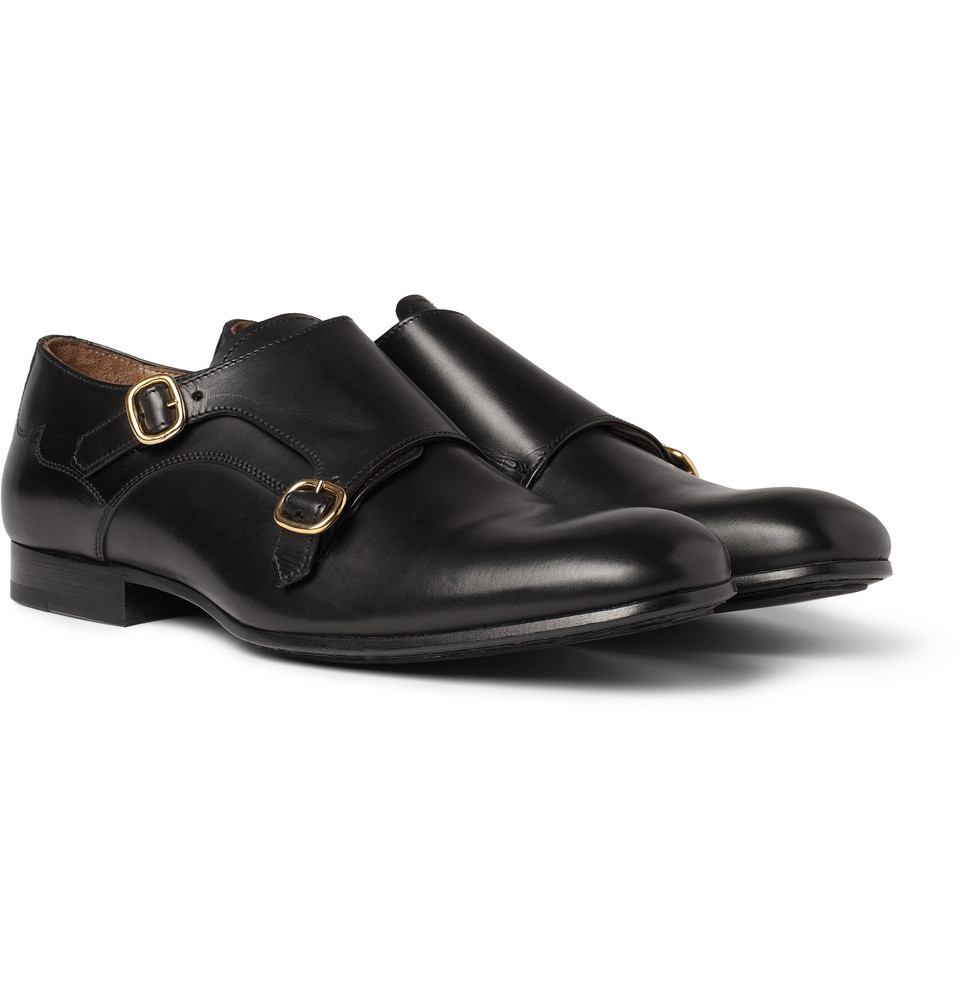 Alexander McQueen Leather Monkstrap Shoes in Black for Men - Lyst