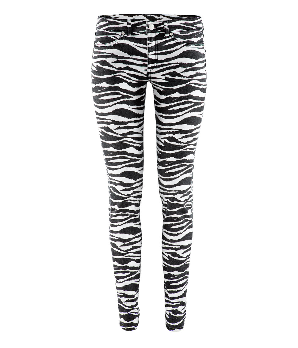 H&M Zebra Print Jeans in White | Lyst