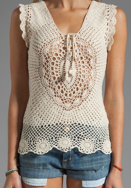 Lisa Maree First in Line Crochet Top in White (cream) | Lyst
