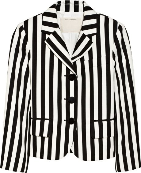 Marc Jacobs Striped Twill Blazer in Black | Lyst