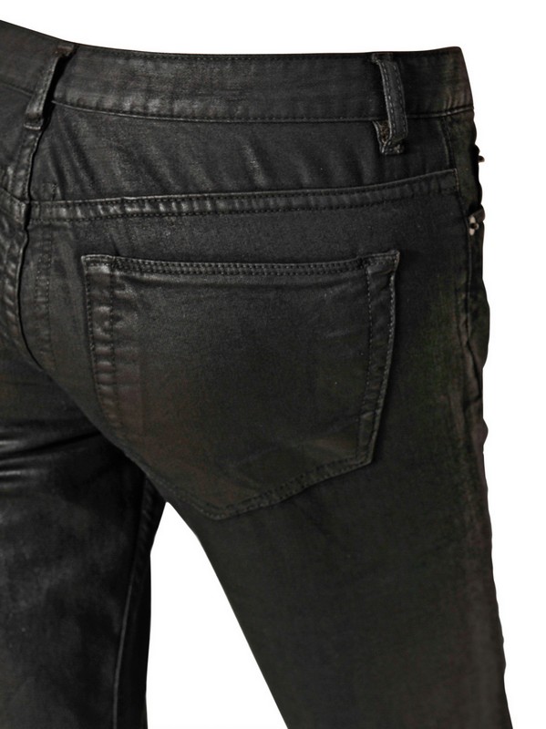 Rick Owens Stretch Waxed Cotton Denim Jeans in Black Lyst