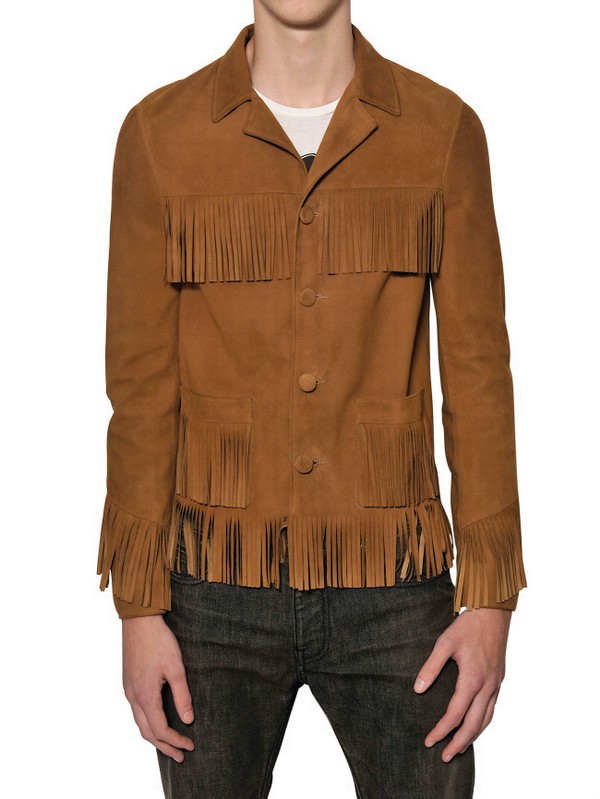 saint laurent suede fringe jacket