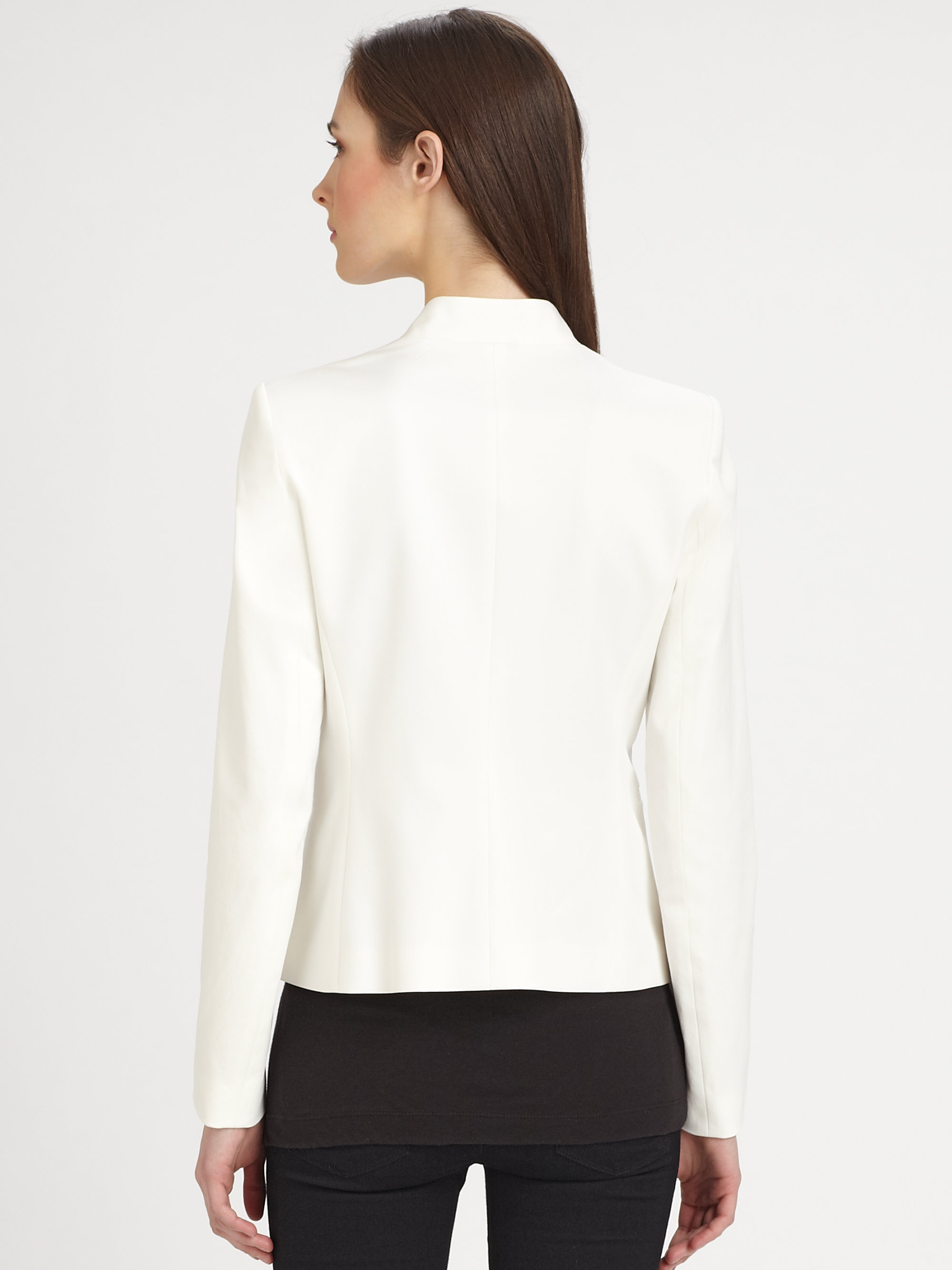 Theory Cropped Open Front Blazer in White | Lyst
