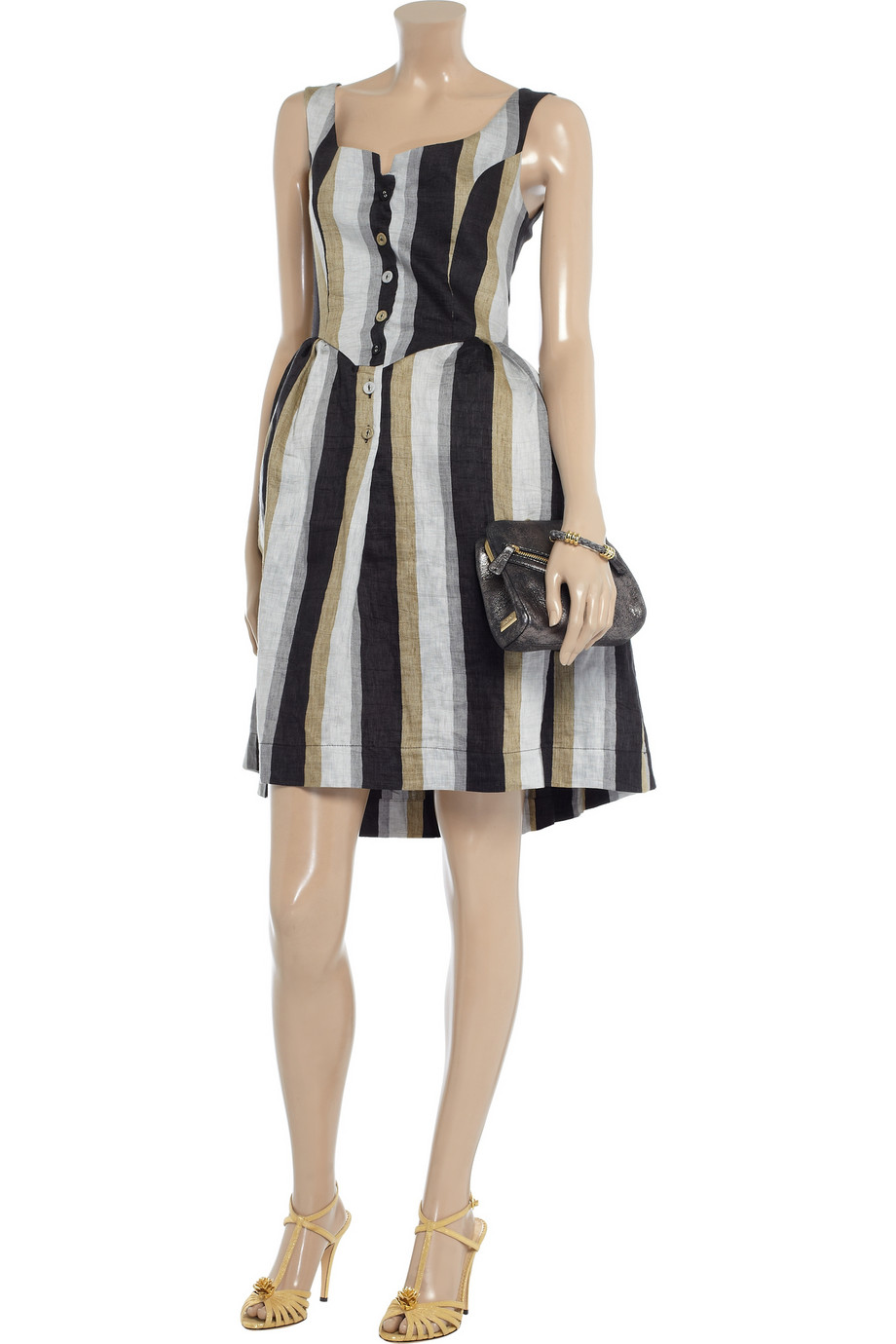 Vivienne Westwood Anglomania Panier Striped Linenblend Dress in Gray ...