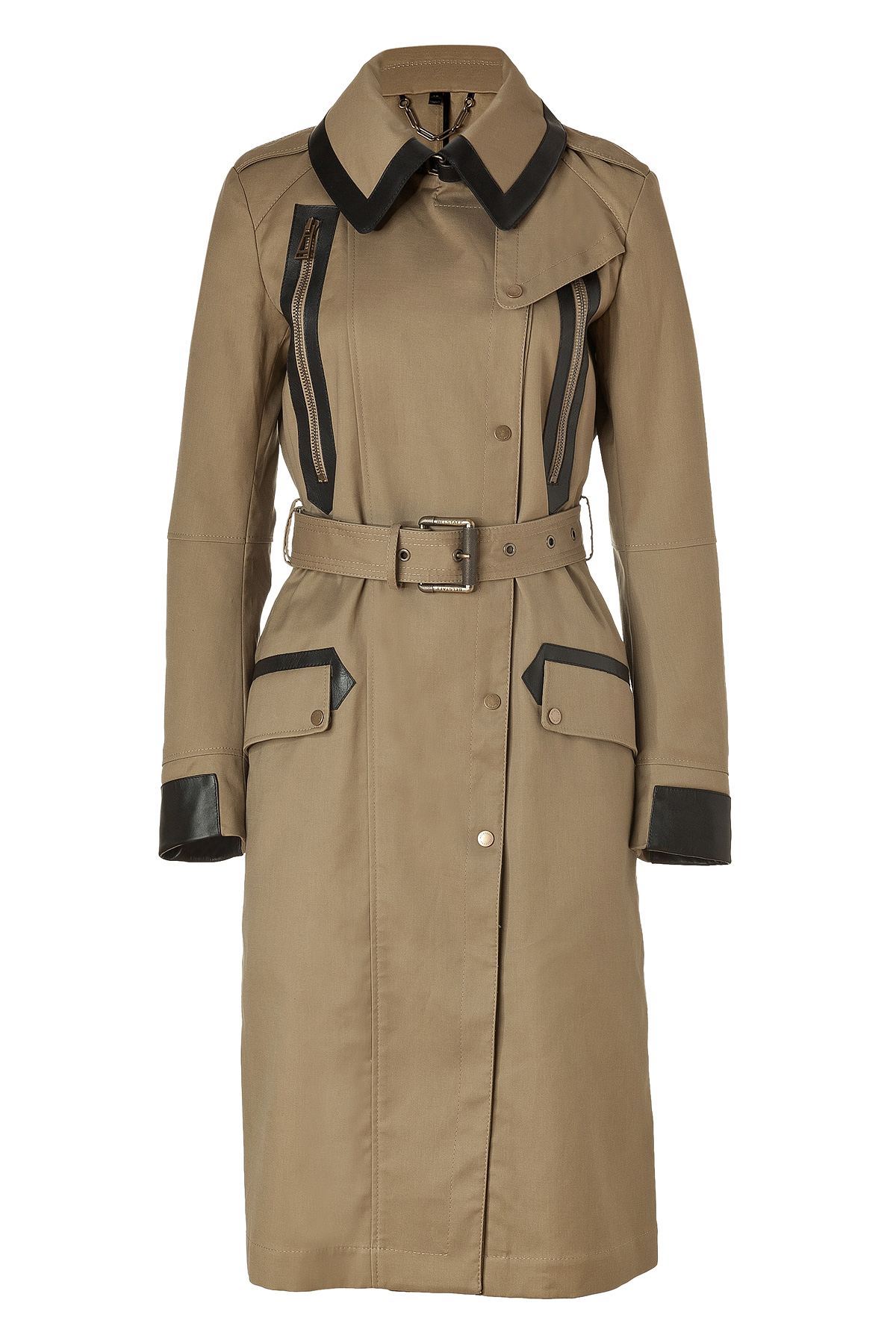Belstaff Putty Daventry Trench Coat with Leather Trim in Khaki | Lyst