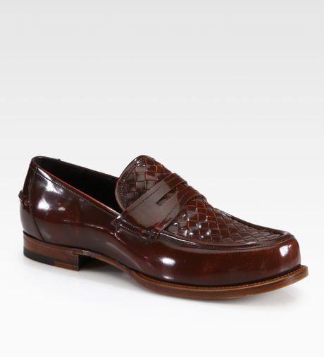 Bottega Veneta Woven Leather Loafer in Brown for Men | Lyst