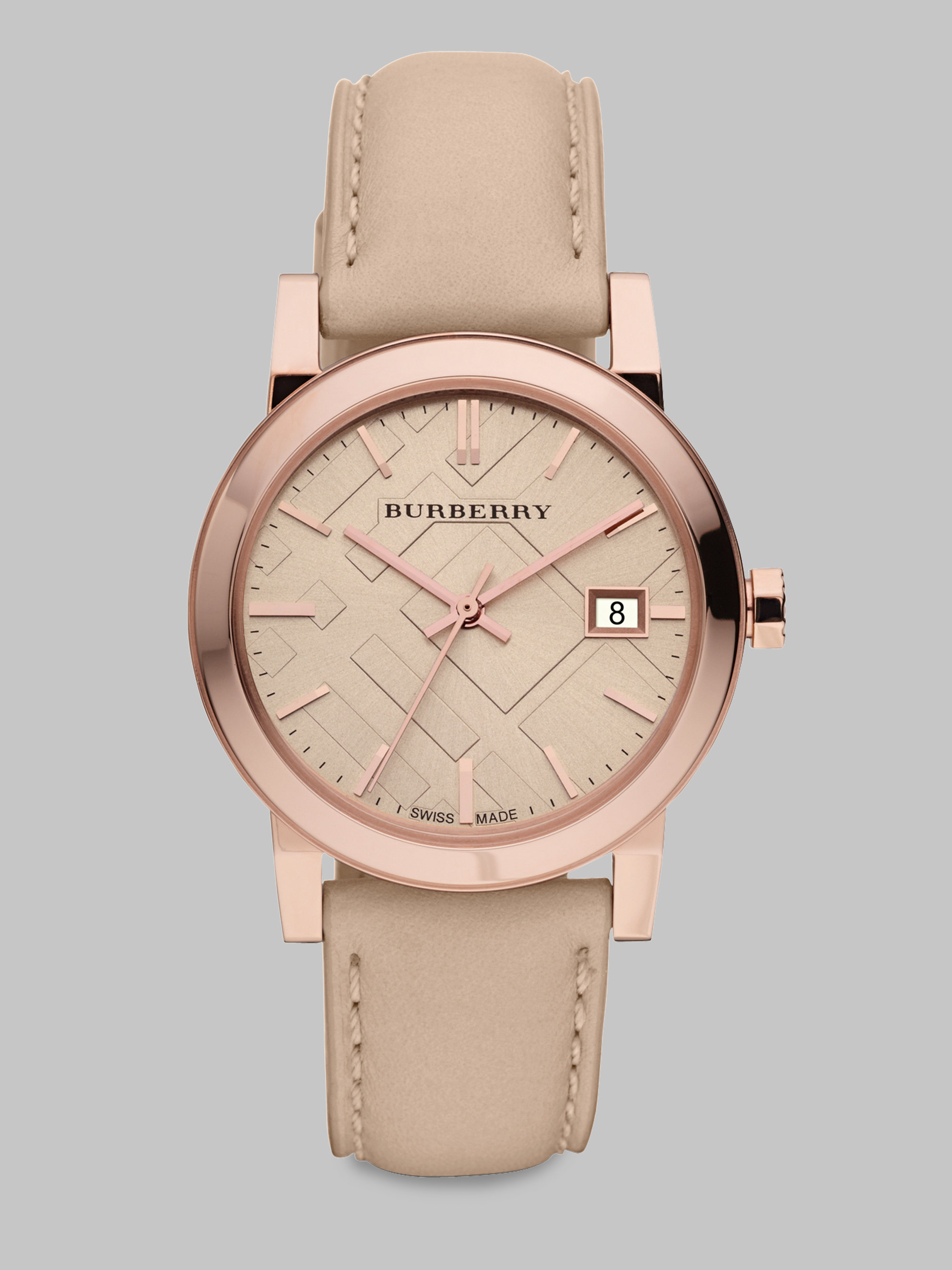 burberry check stamped bracelet watch 34mm