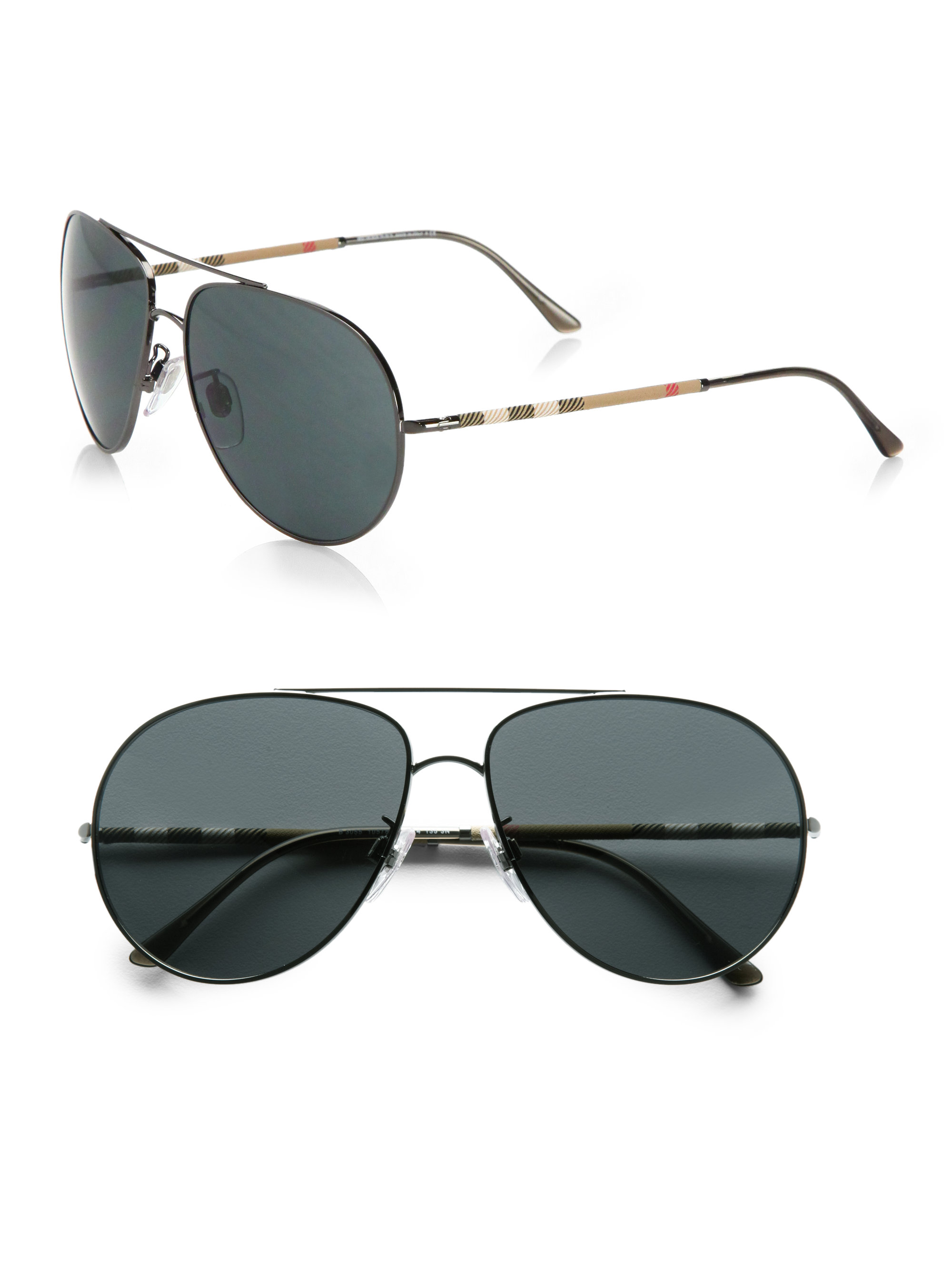 Burberry Metal Aviator Sunglasses in Dark Silver (Black) for Men | Lyst