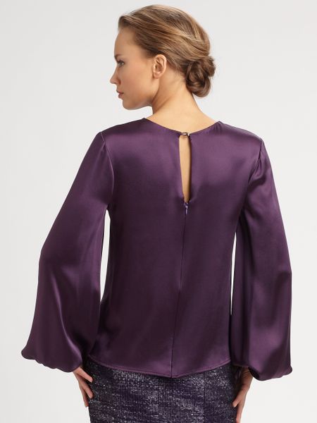 Carolina Herrera Silk Charmeuse Blouse in Purple | Lyst