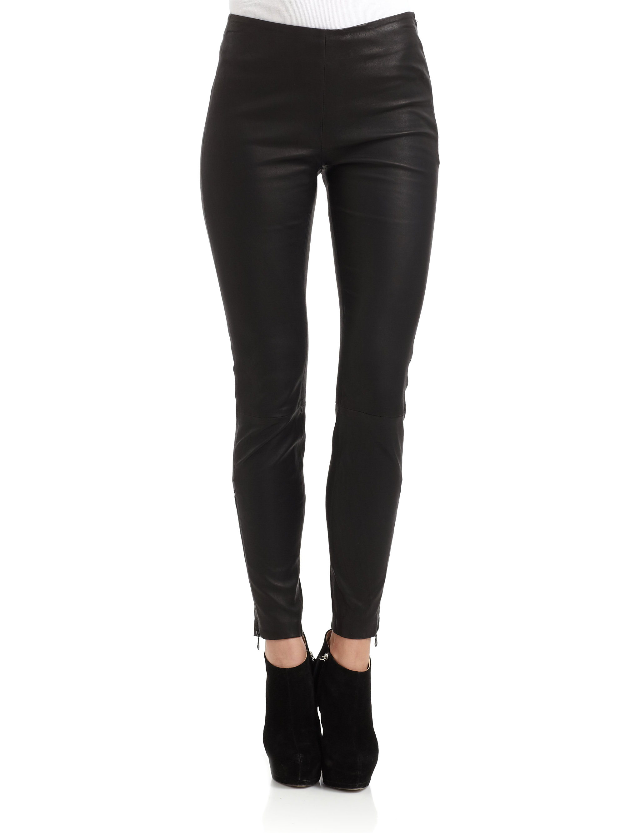 Lyst - Catherine Malandrino Leather Skinny Pants in Black