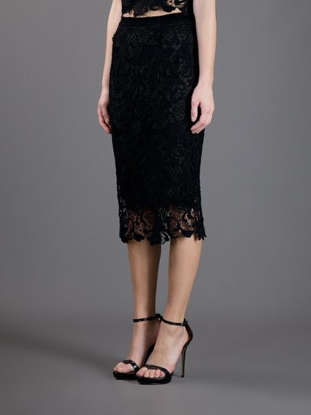 Ermanno Scervino Lace Overlay Pencil Skirt in Black | Lyst