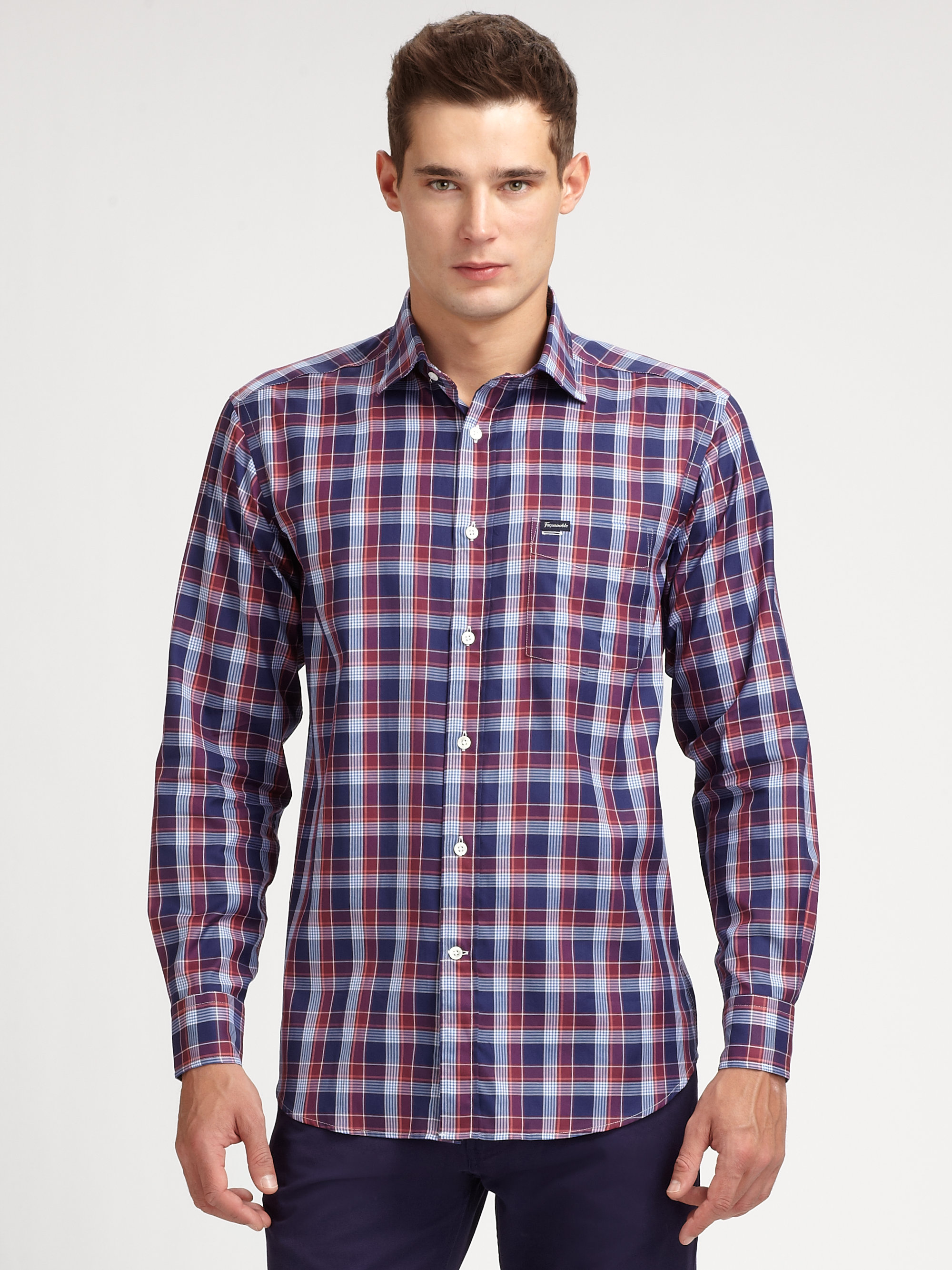 Faconnable Bright Plaid Shirt in Blue for Men (navy) | Lyst