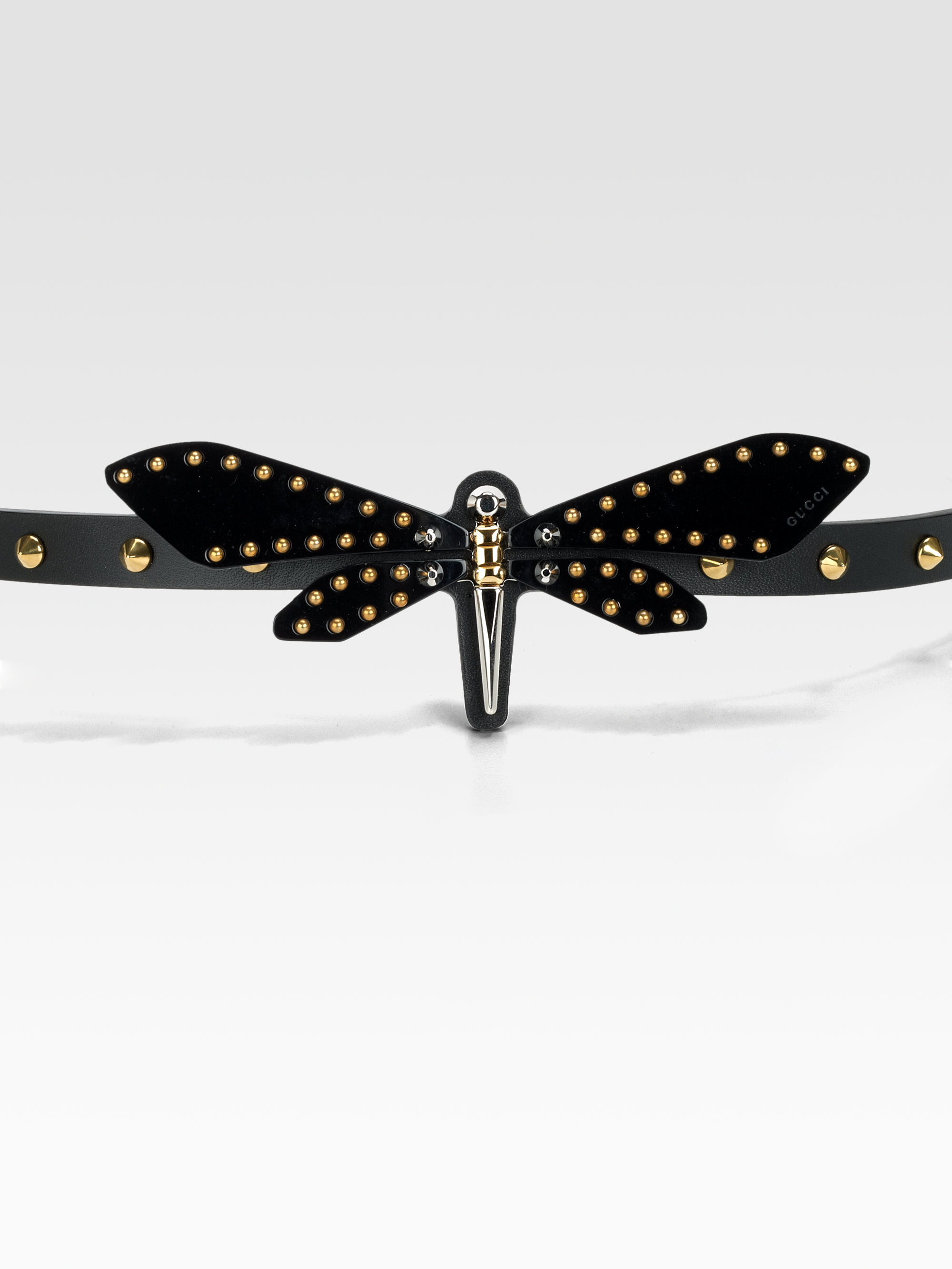 Gucci Studded Dragonfly Belt in Black 