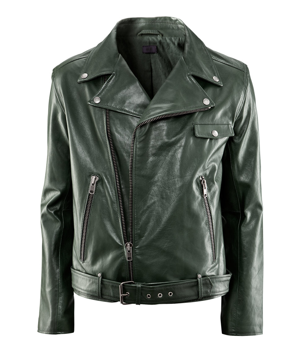 verband Station optellen H&M Leather Jacket in Green for Men | Lyst