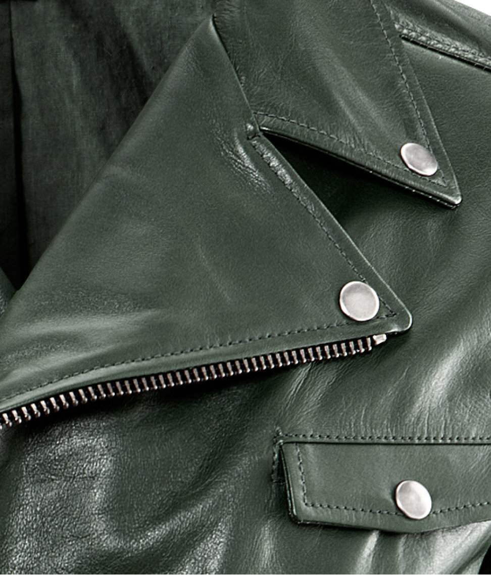 H&M Leather Jacket in Green for Men | Lyst