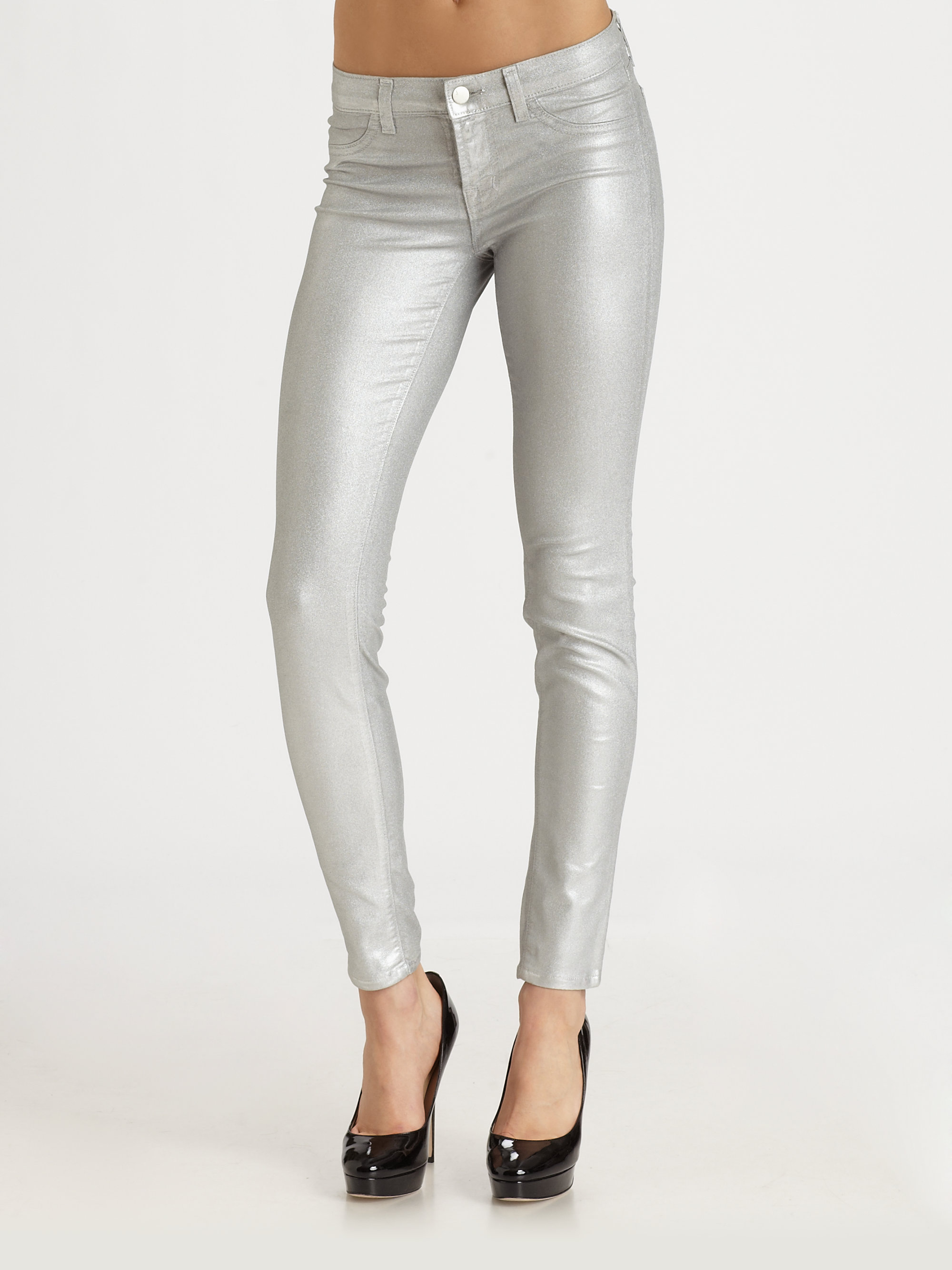 J Brand 901 Super Skinny Coated Jeans in Silver (Metallic) - Lyst