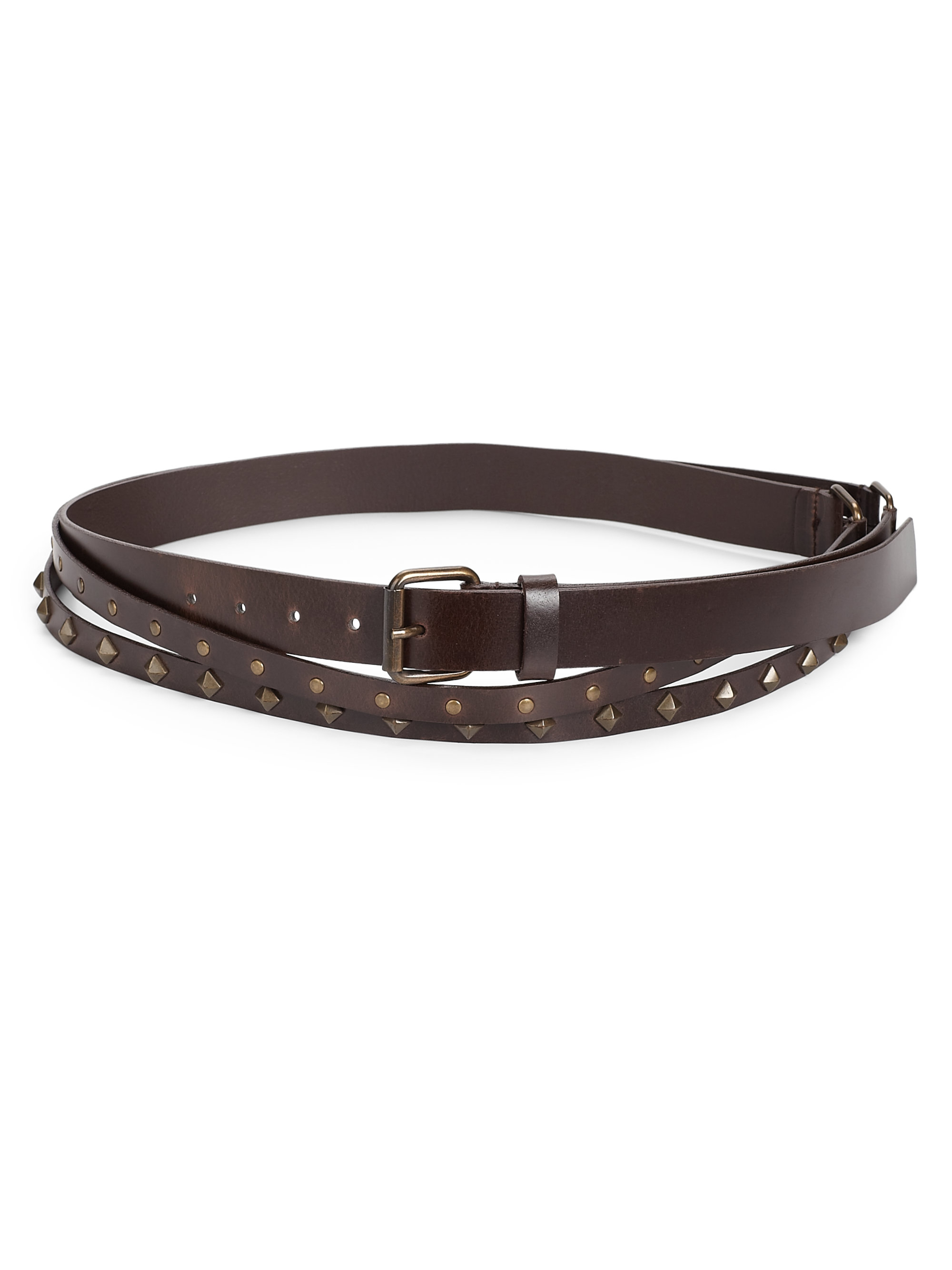 Lyst - Max Mara Studded Leather Wrap Belt in Brown