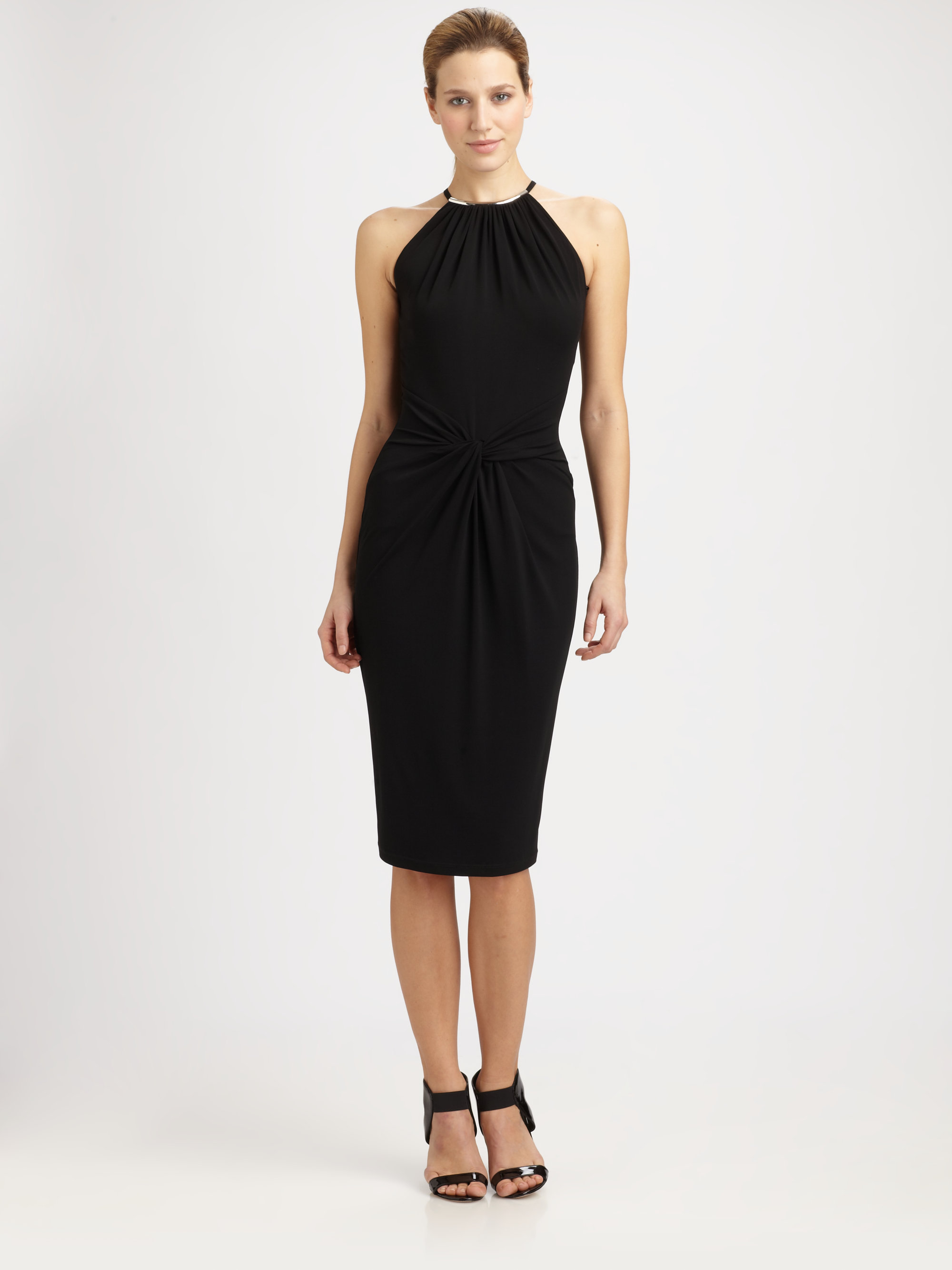 Lyst Michael Kors Necklace Halter Dress In Black Gallery
