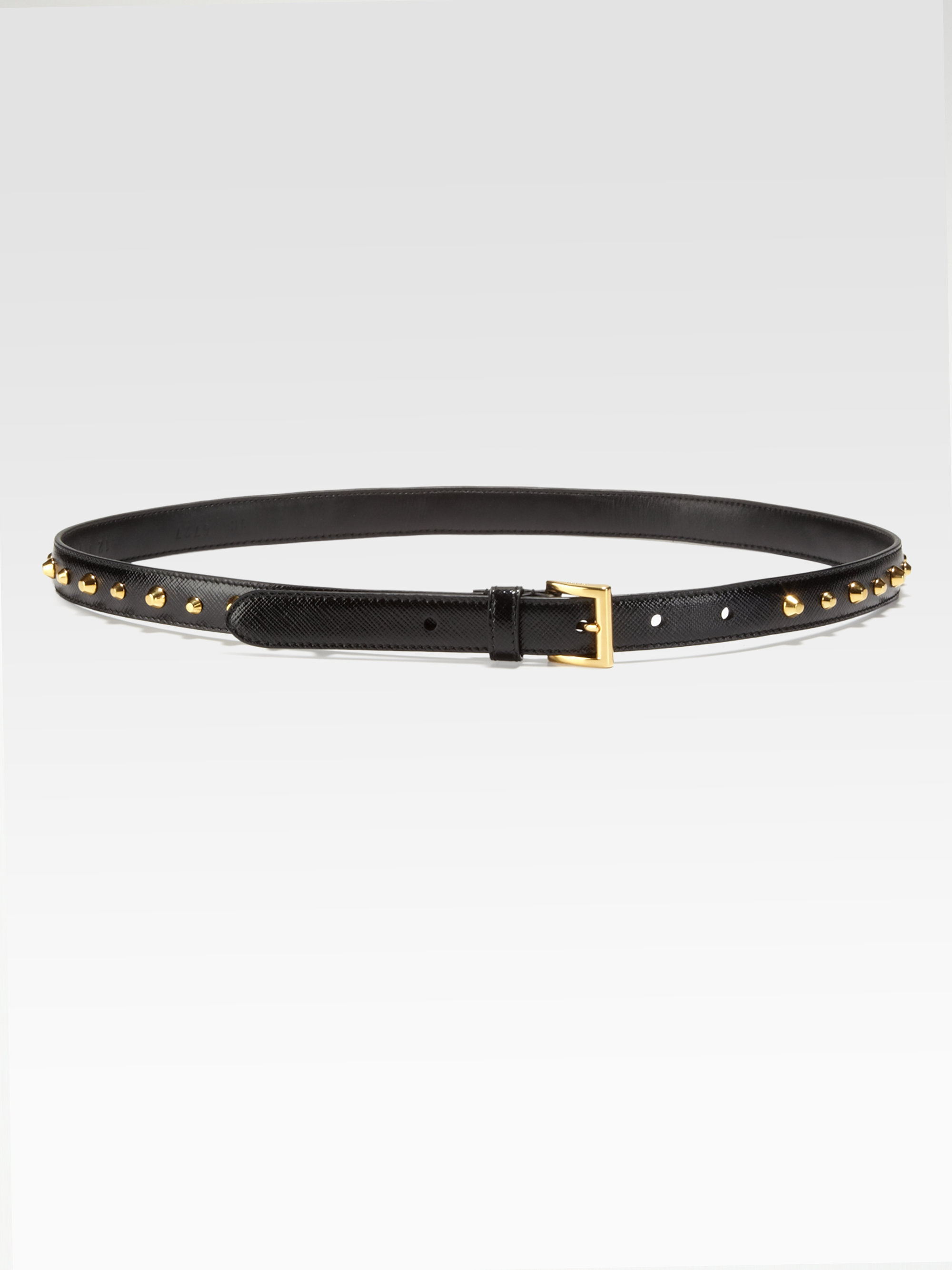 Prada Cinture Studded Saffiano Leather Belt in Black | Lyst  