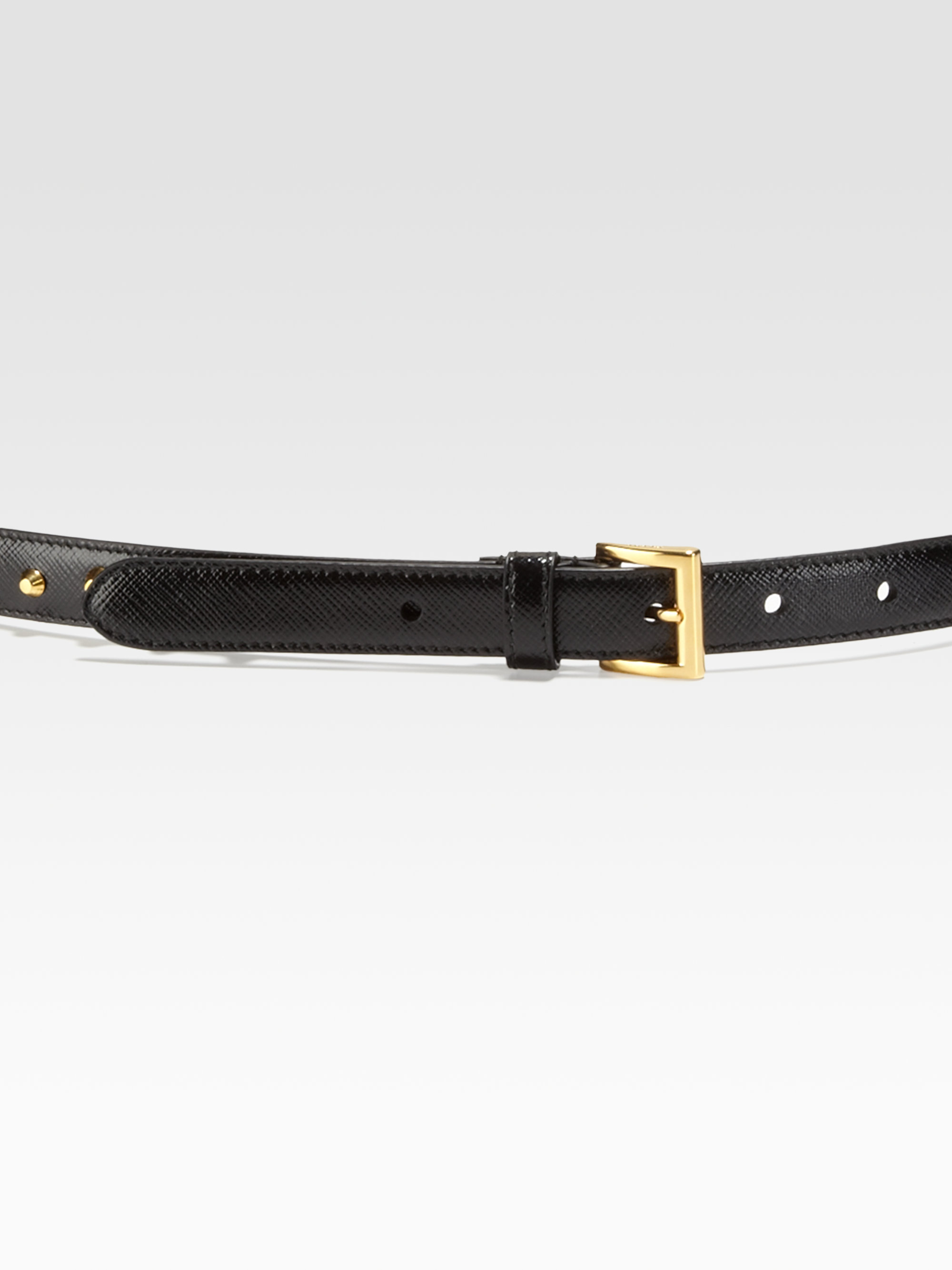 Prada Cinture Studded Saffiano Leather Belt in Black | Lyst  