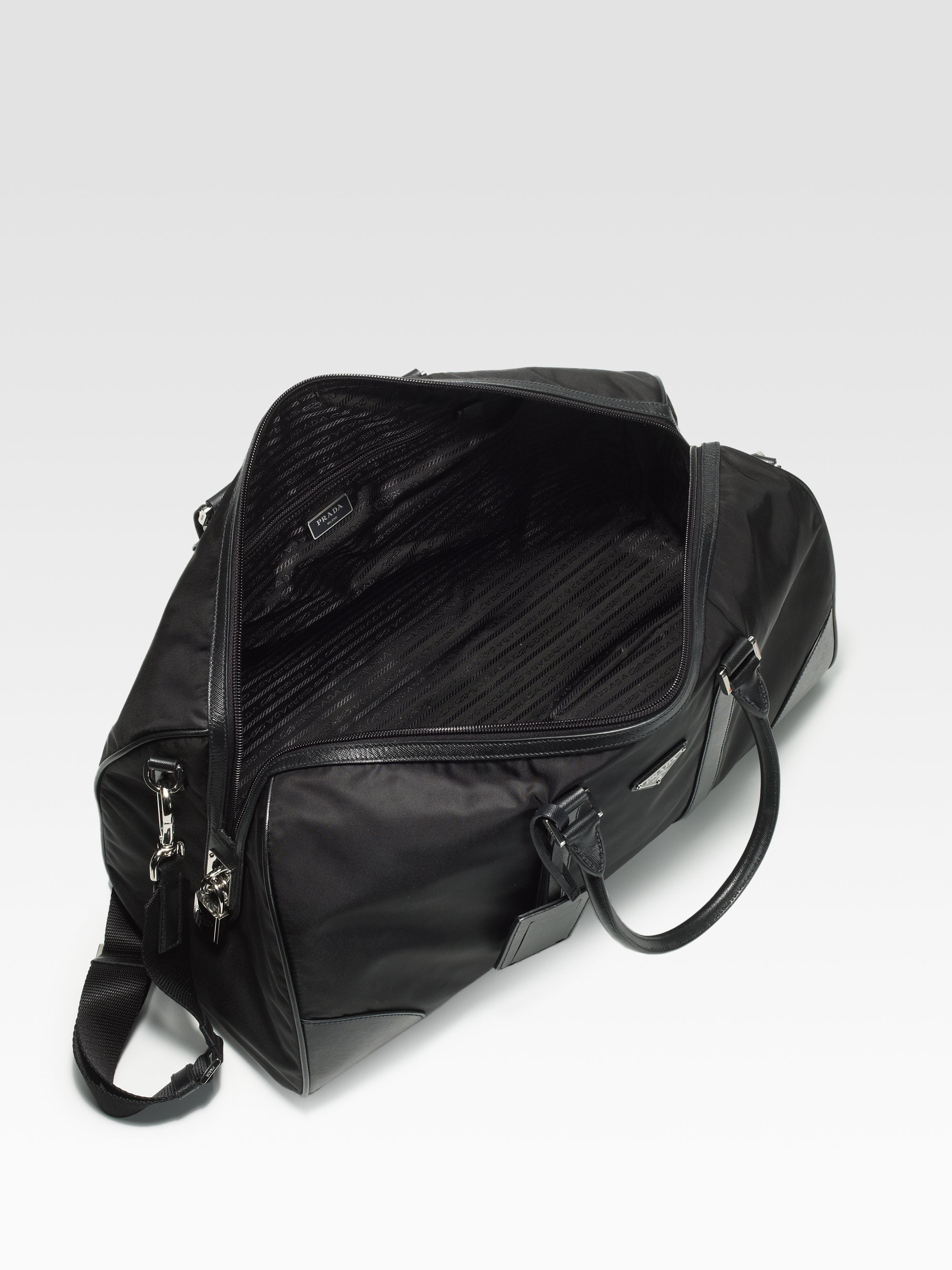 Prada Nylon Duffel Bag in Black for Men - Lyst
