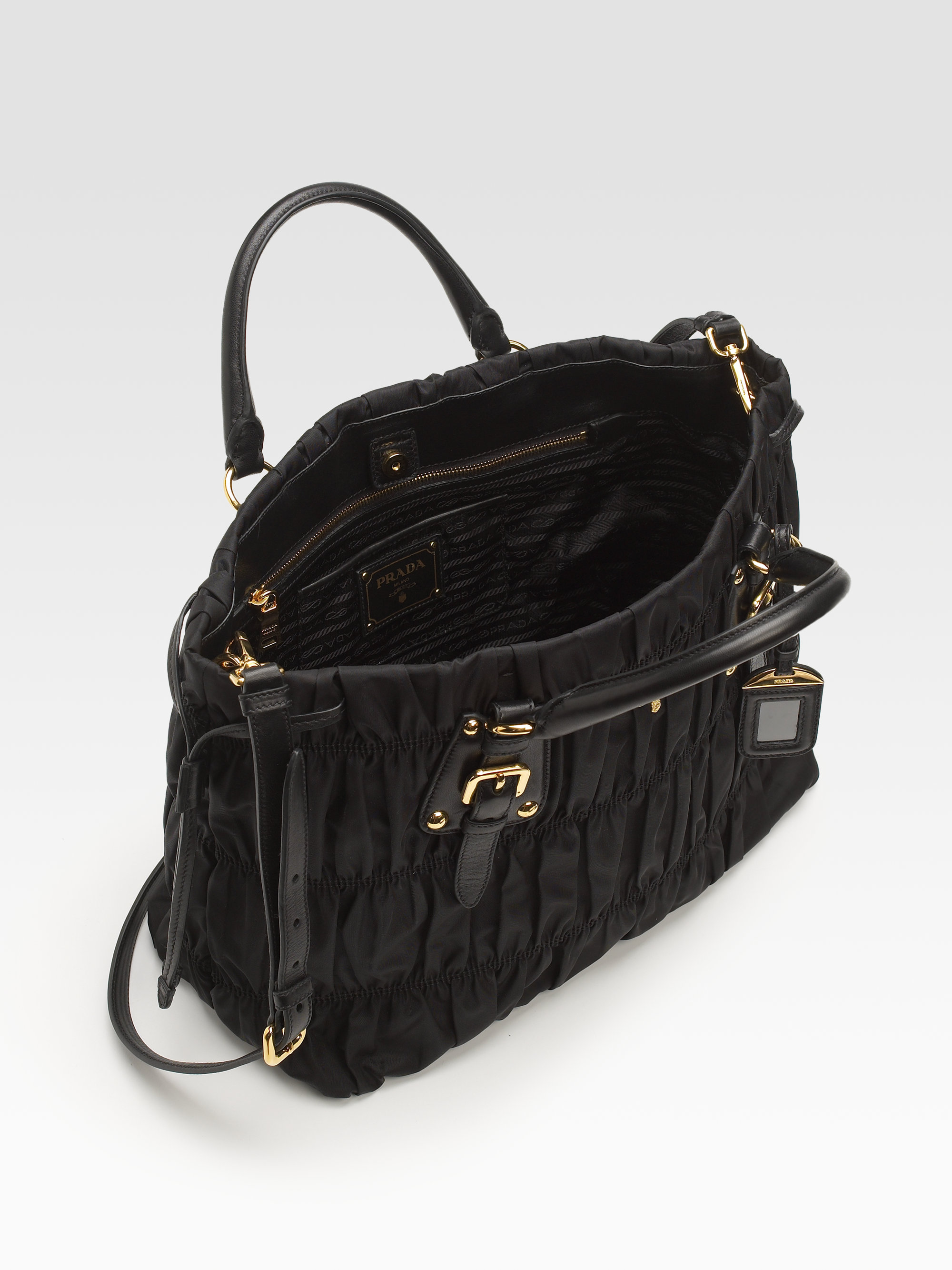 Prada Tessuto Gaufre Tote Bag in Black Lyst