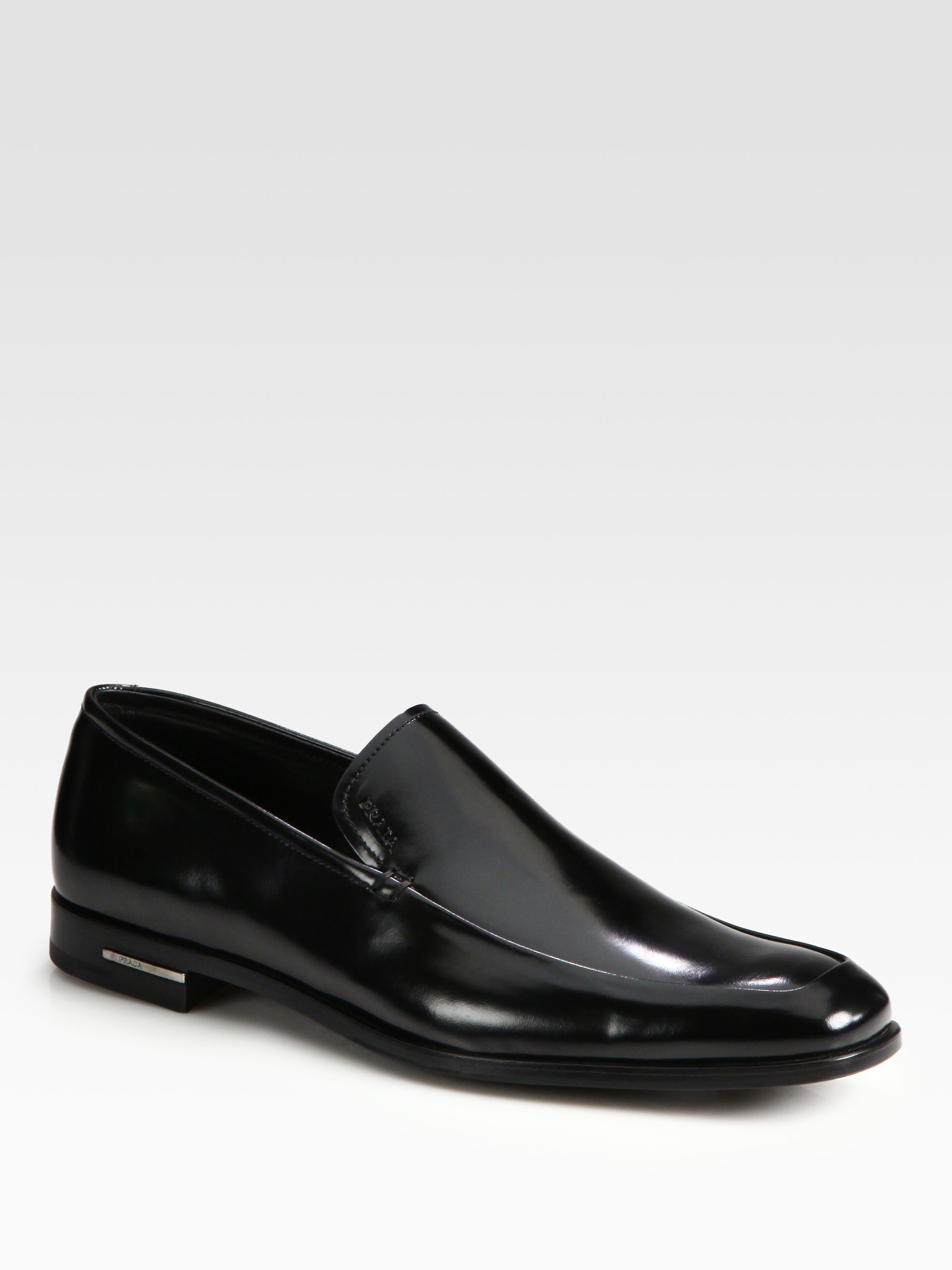 Prada Dress Slipon Loafers in Black for Men Lyst