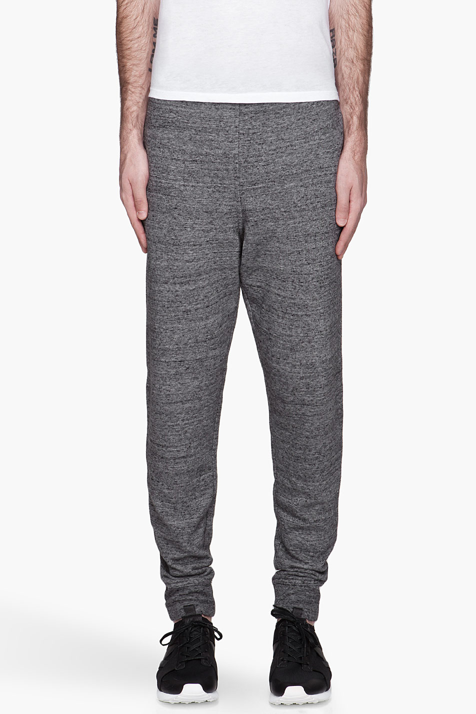 T By Alexander Wang Charcoal Grey Flecked Terry Sweatpants in Gray for ...