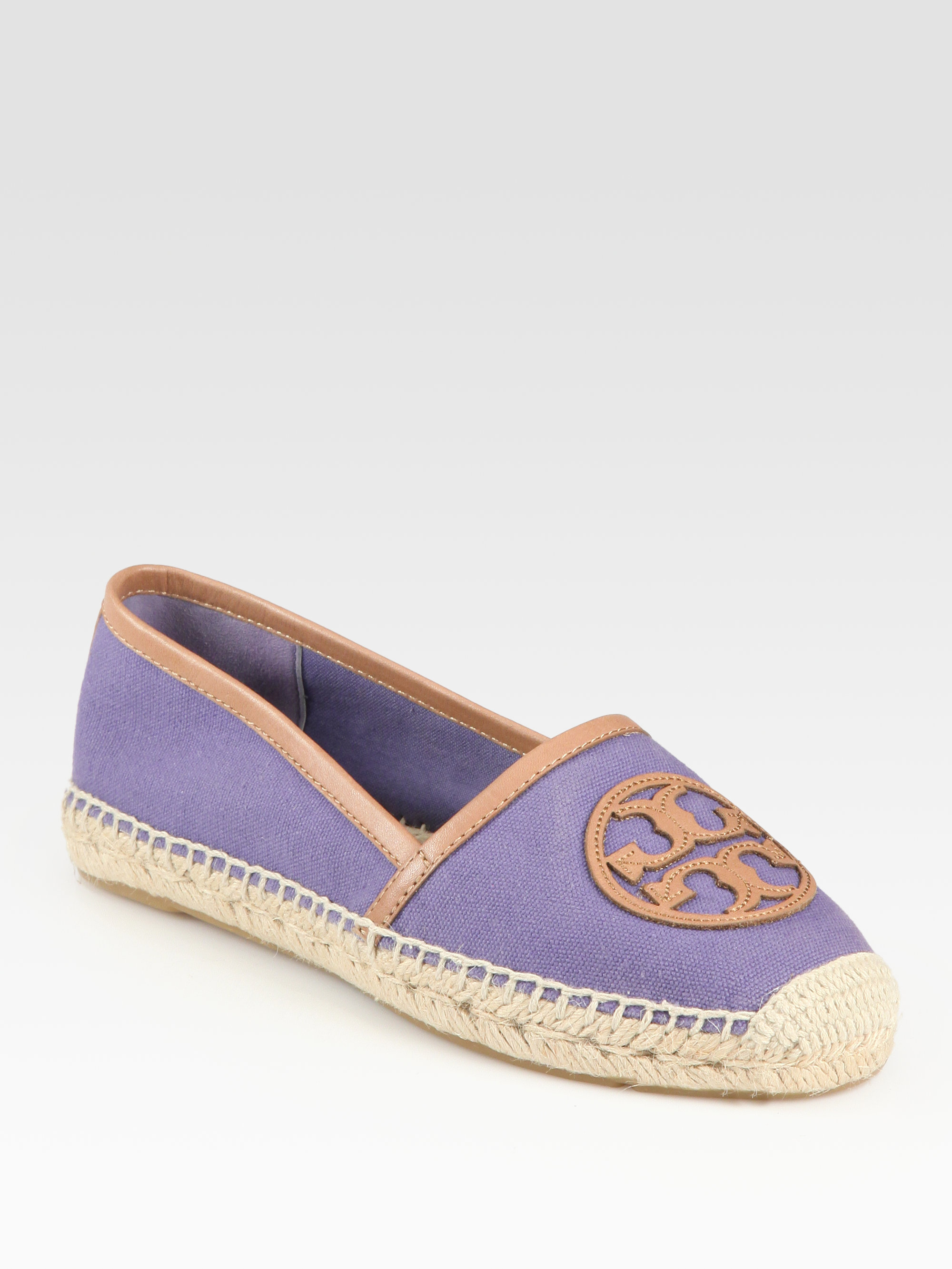 Tory Burch Angus Canvas Leather Logo Espadrilles in Purple - Lyst