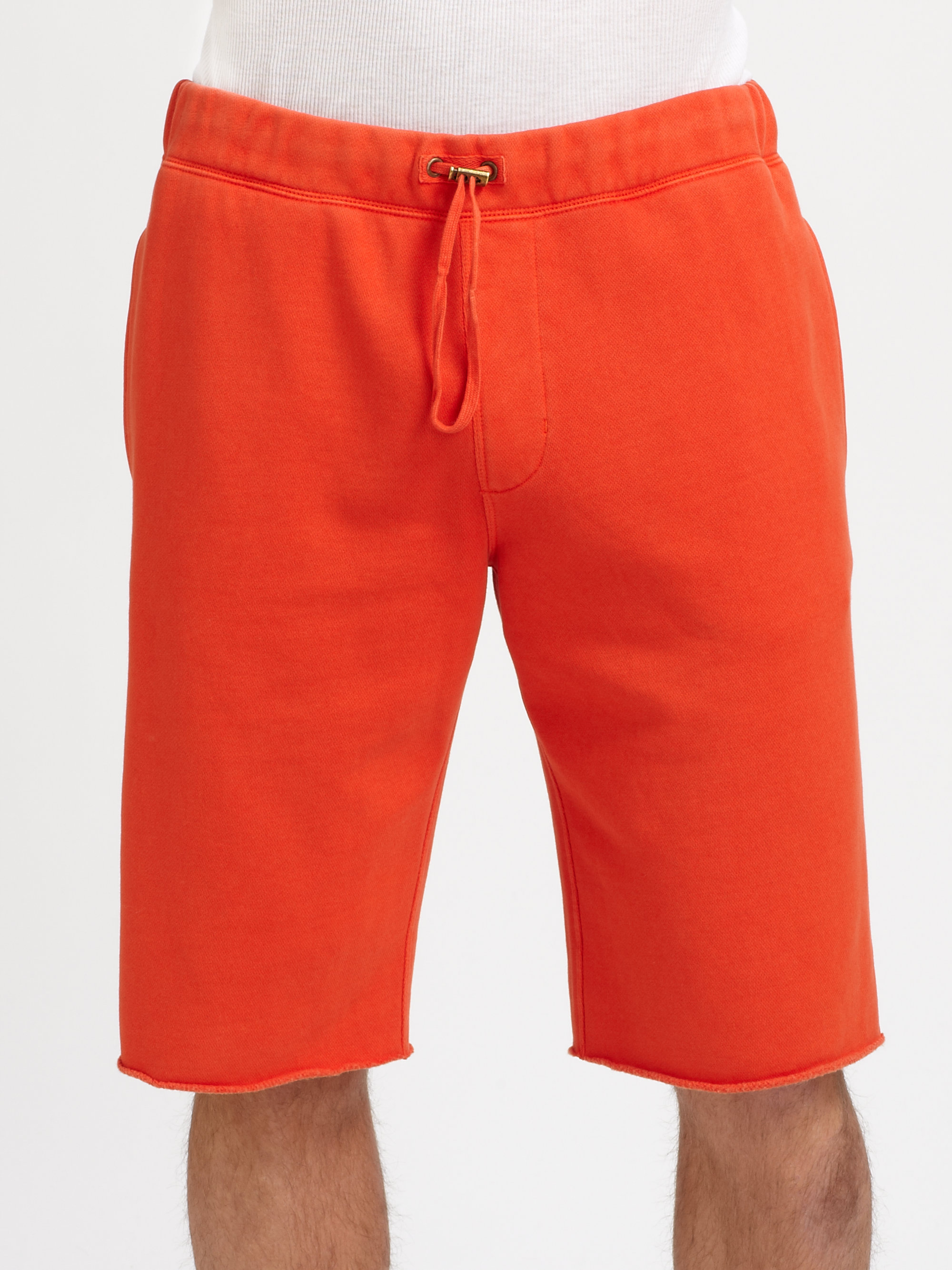 Vince Fleece Jog Shorts in Orange for Men - Lyst