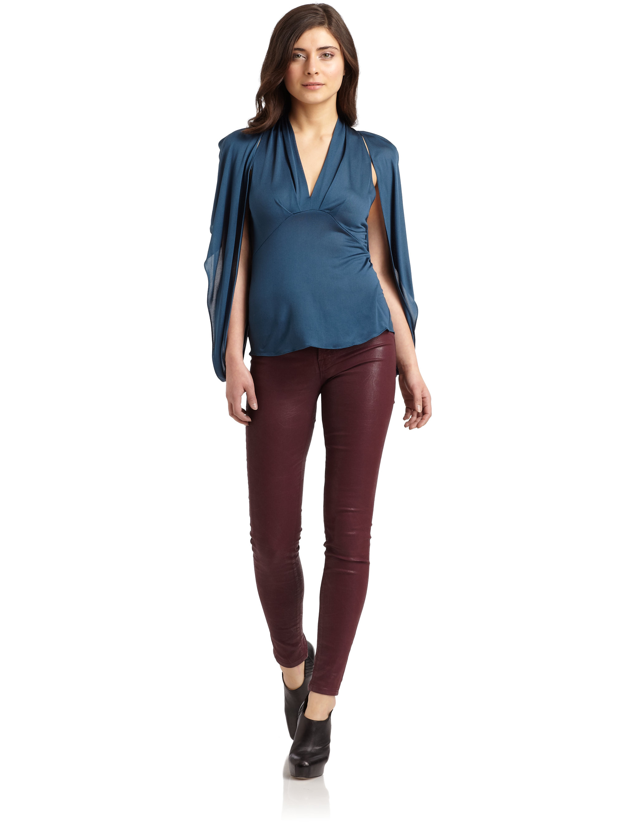 Lyst - Z spoke by zac posen Silk Satin Draped Blouse in Green