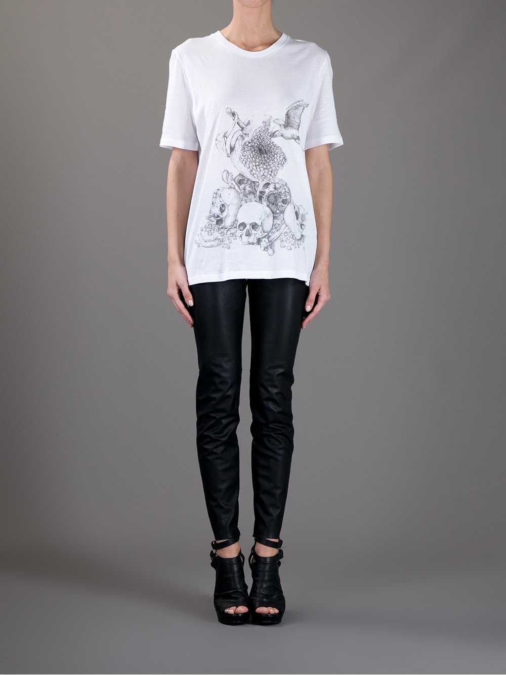 Alexander mcqueen Printed Tshirt in White Lyst