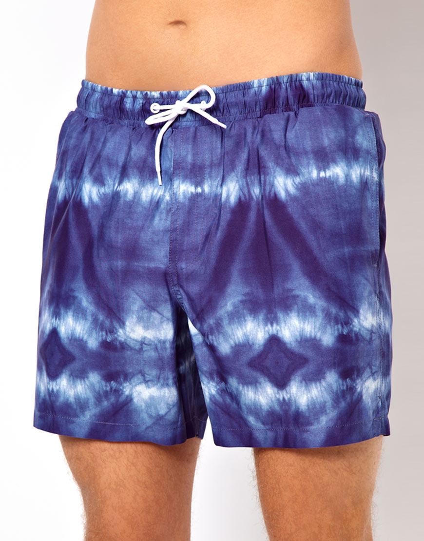 ASOS Swim Shorts with Tie Dye in Blue for Men - Lyst