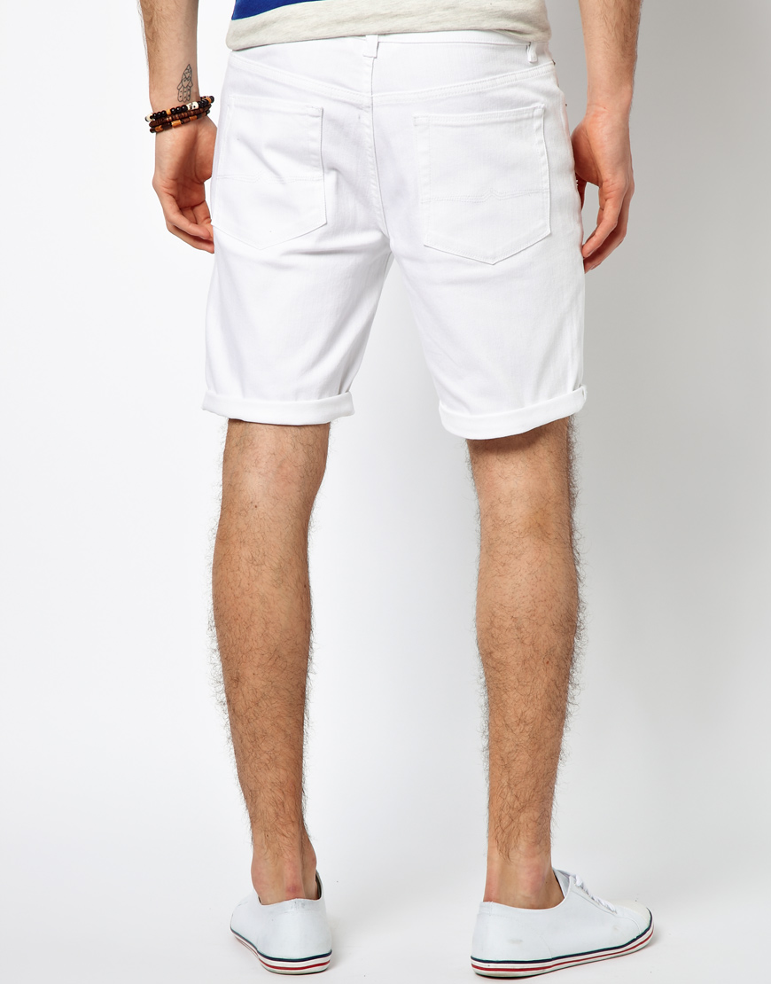 Asos Denim Shorts In Skinny Fit In White For Men Lyst