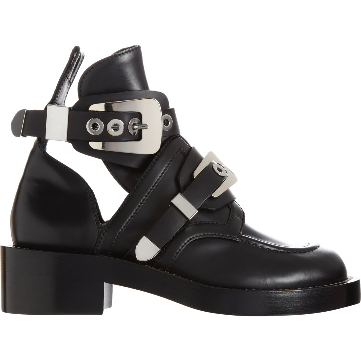 Balenciaga Buckle Strap Ankle Boot in Silver (Black) - Lyst