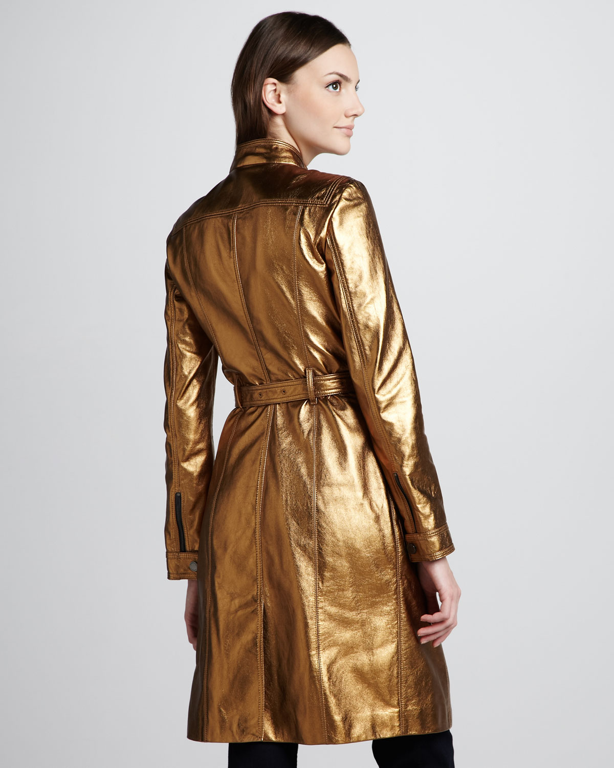 Burberry Metallic Leather Trench Coat Lyst