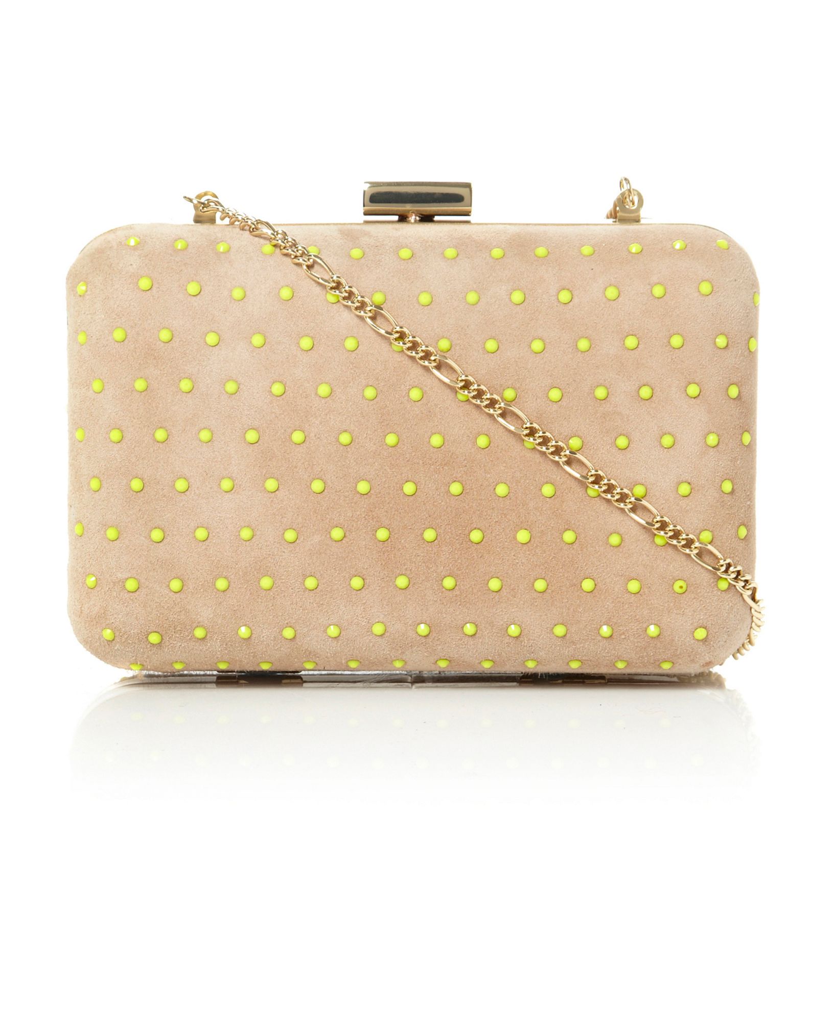 Dune Blushing Neon Stud Suede Clutch Bag in Brown Lyst