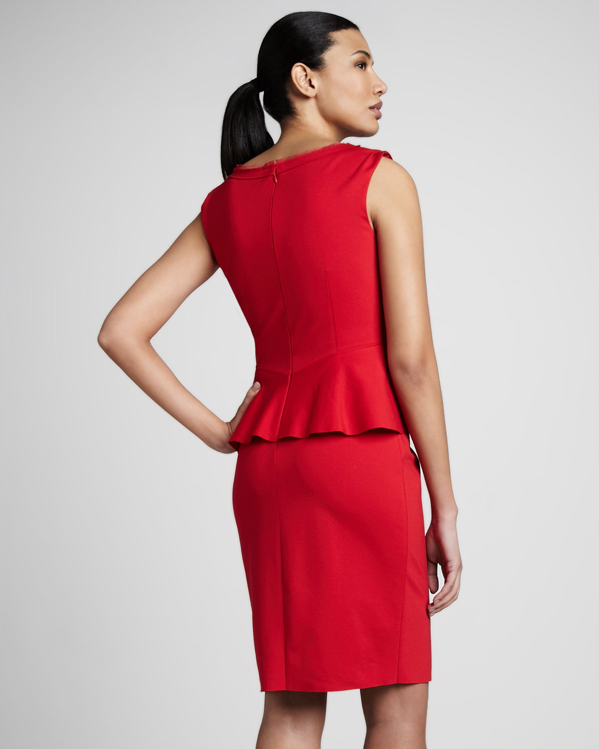 Elie tahari Maura Peplum Dress in Red | Lyst