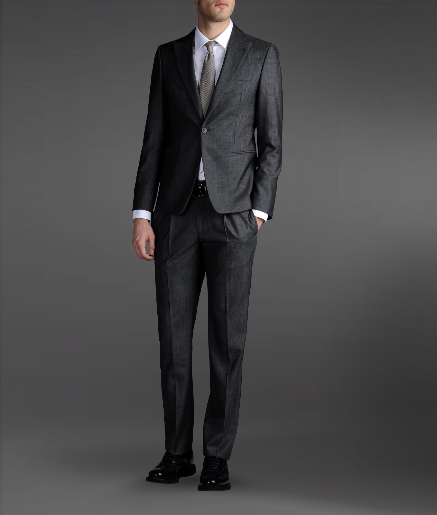 Emporio Armani One Button Suit in Steel Grey (Gray) for Men - Lyst