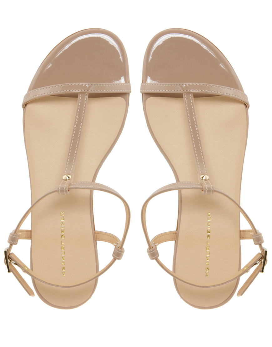 KG by Kurt Geiger Kg Match Nude Flat Sandals in Natural | Lyst