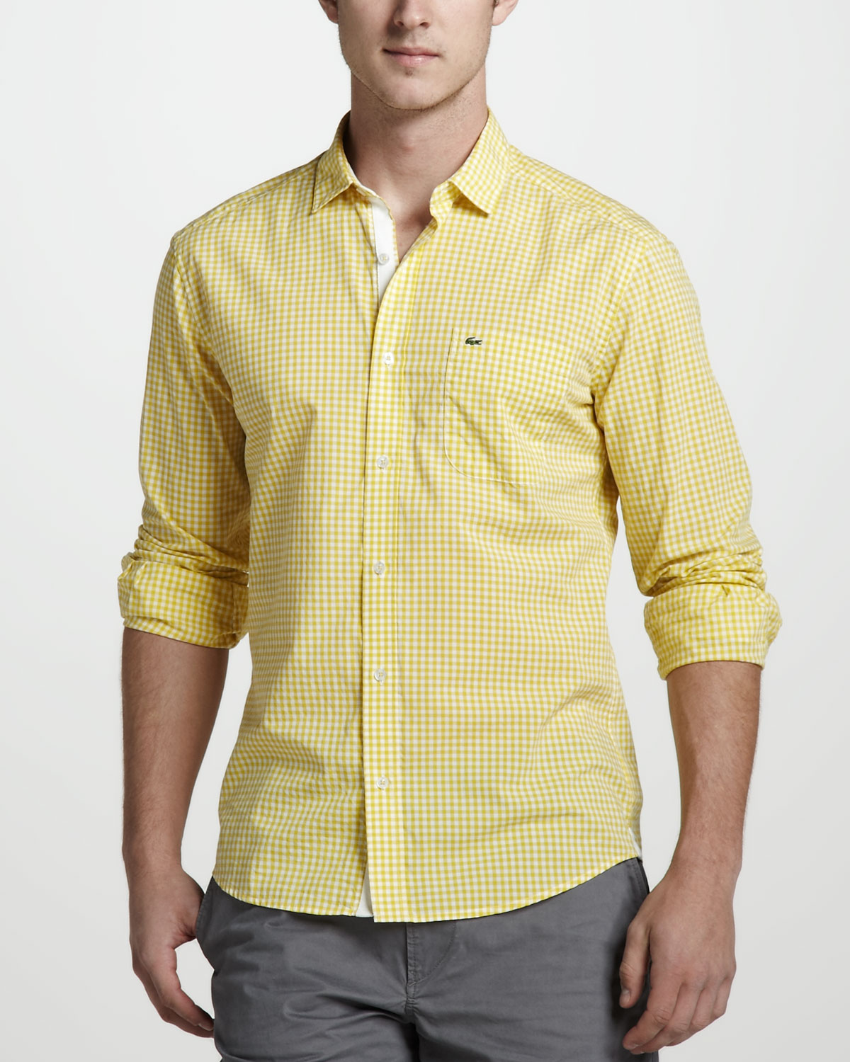 Lyst Lacoste Gingham Sport Shirt Starfruit Yellow in Yellow for Men