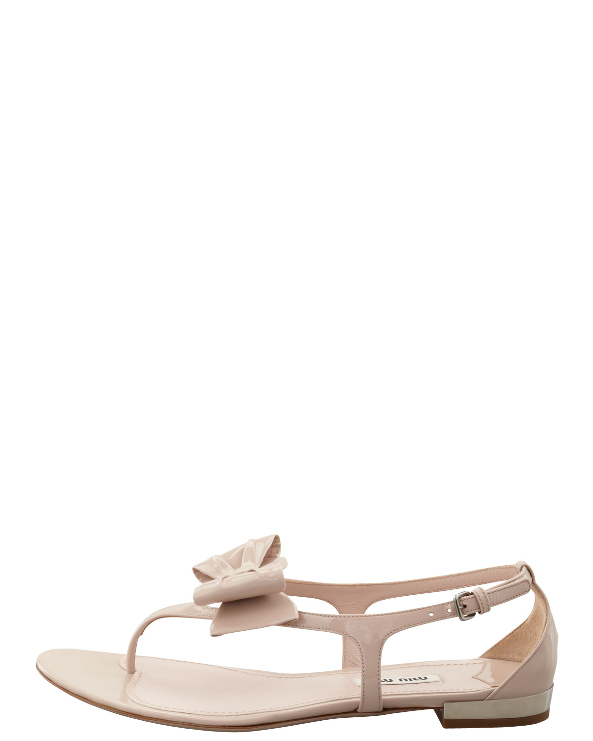 Miu Miu Patent Bow Thong Sandal Cipria in Natural Lyst