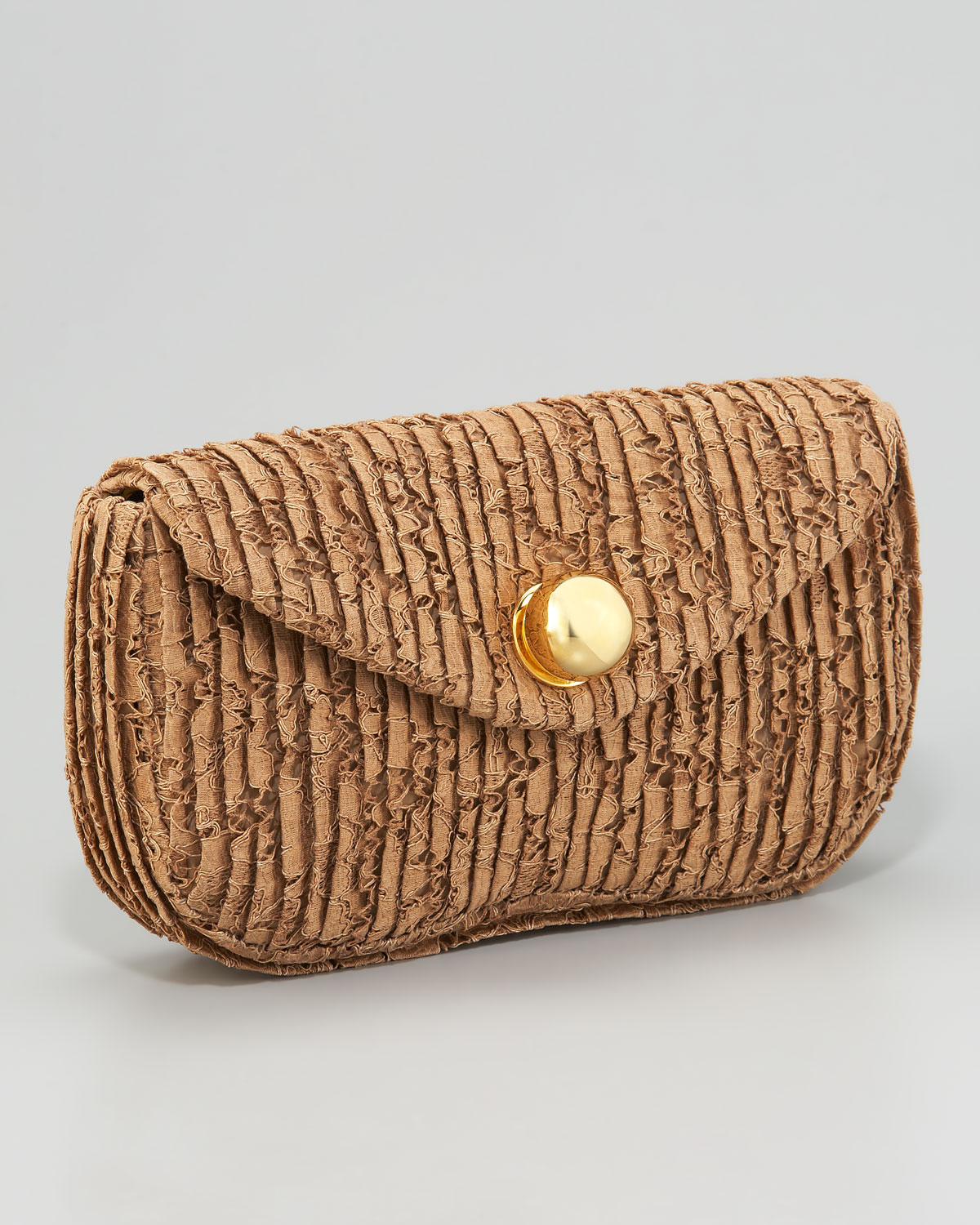 Miu miu Ballclasp Lace Clutch Bag in Beige (nude) Lyst