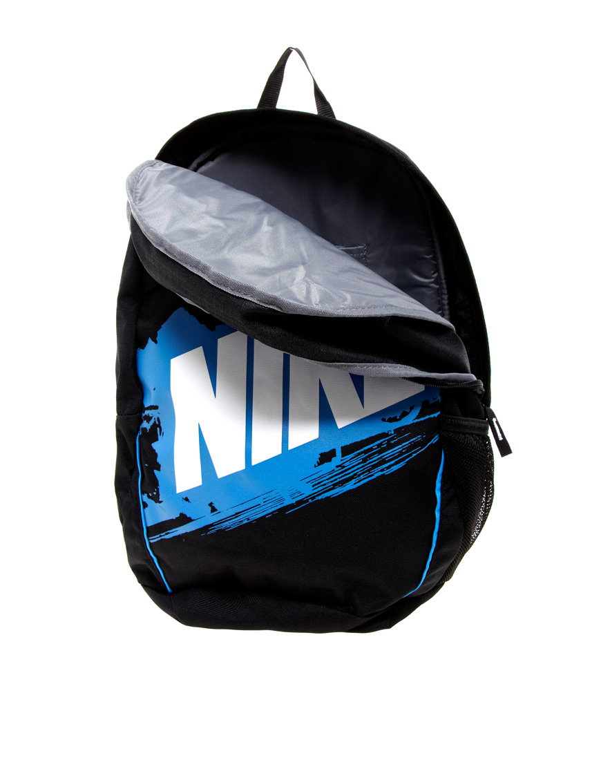 black and blue nike backpack