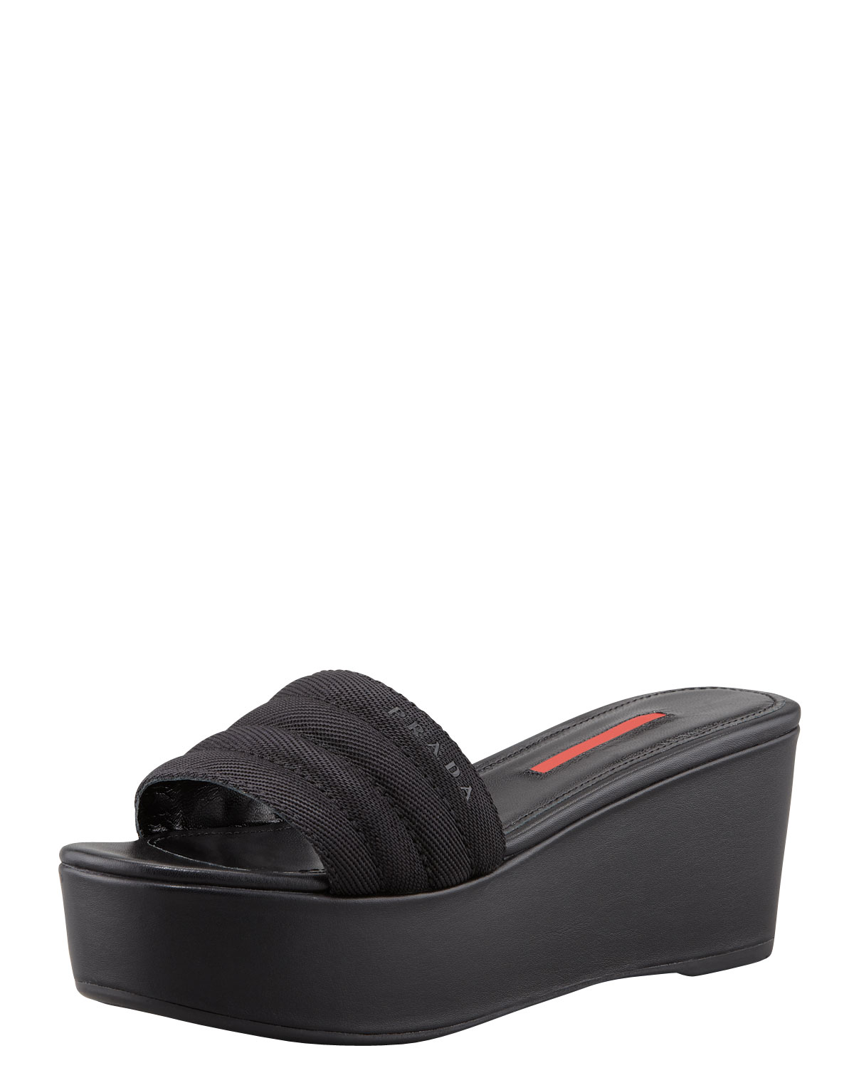 black platform slides women
